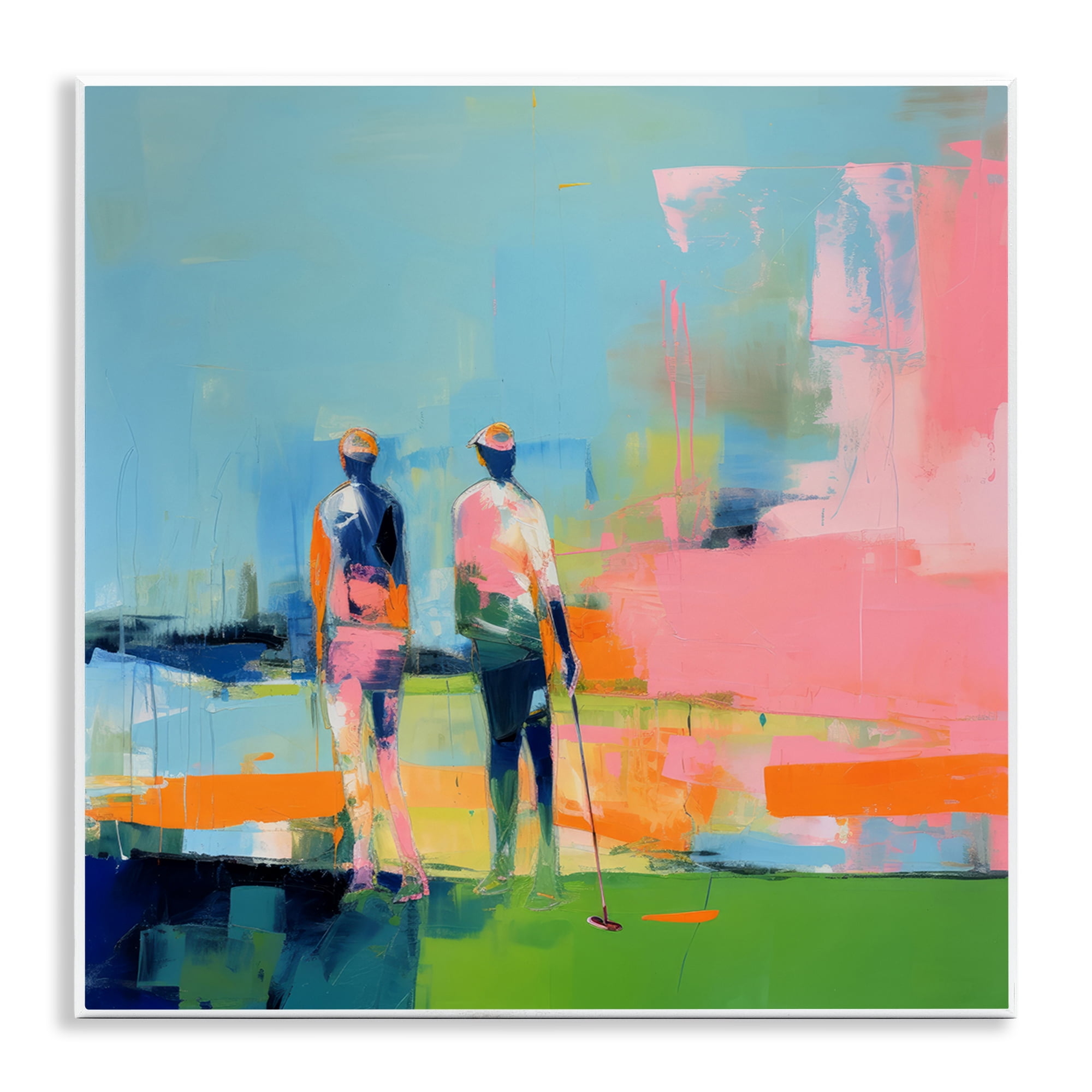 Stupell Industries Abstract Golfing Scene Abstract Painting Unframed Art Print Wall Art, 12 x 12