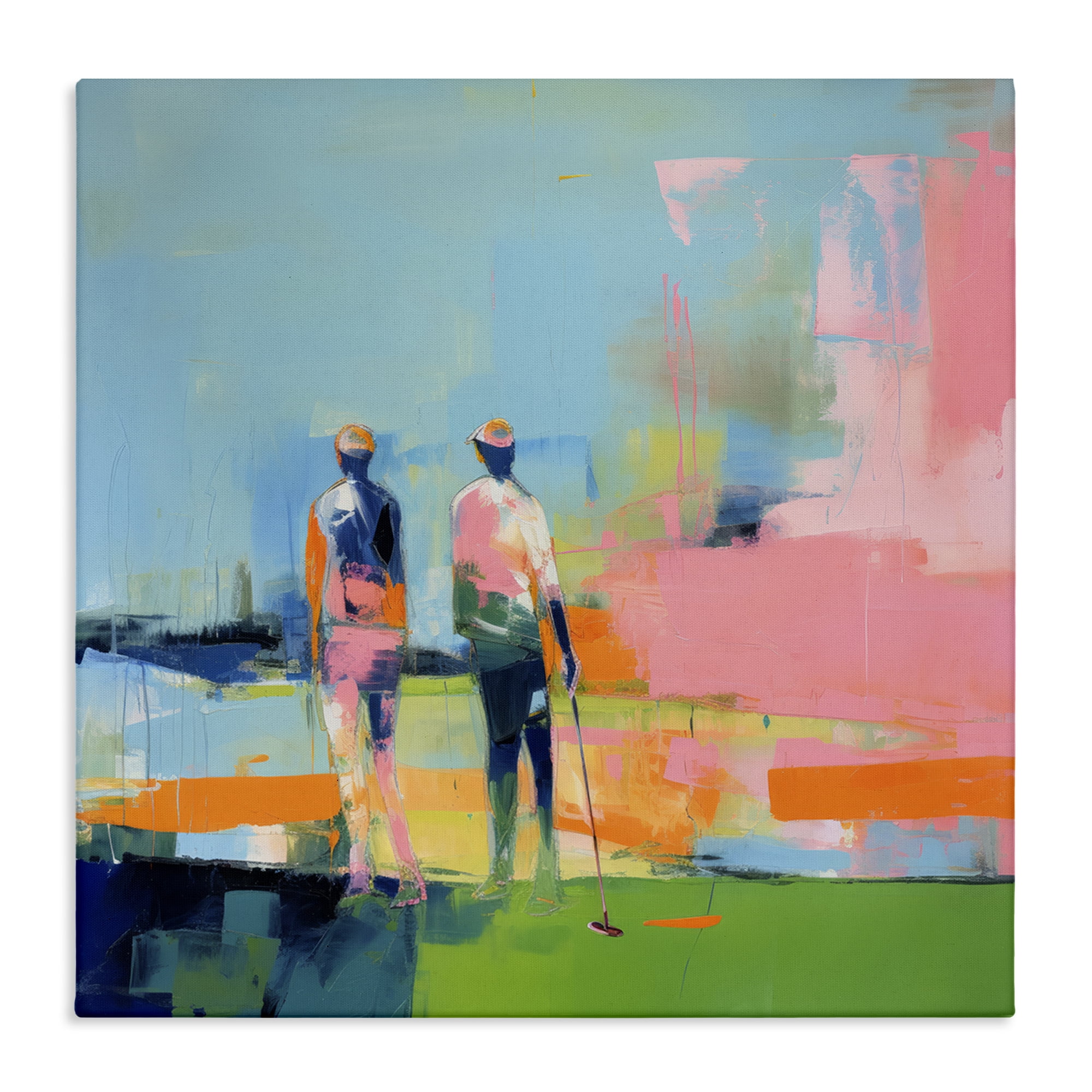Stupell Industries Abstract Golfing Scene Abstract Painting Wrapped Canvas Art Print Wall Art, 24 x 24