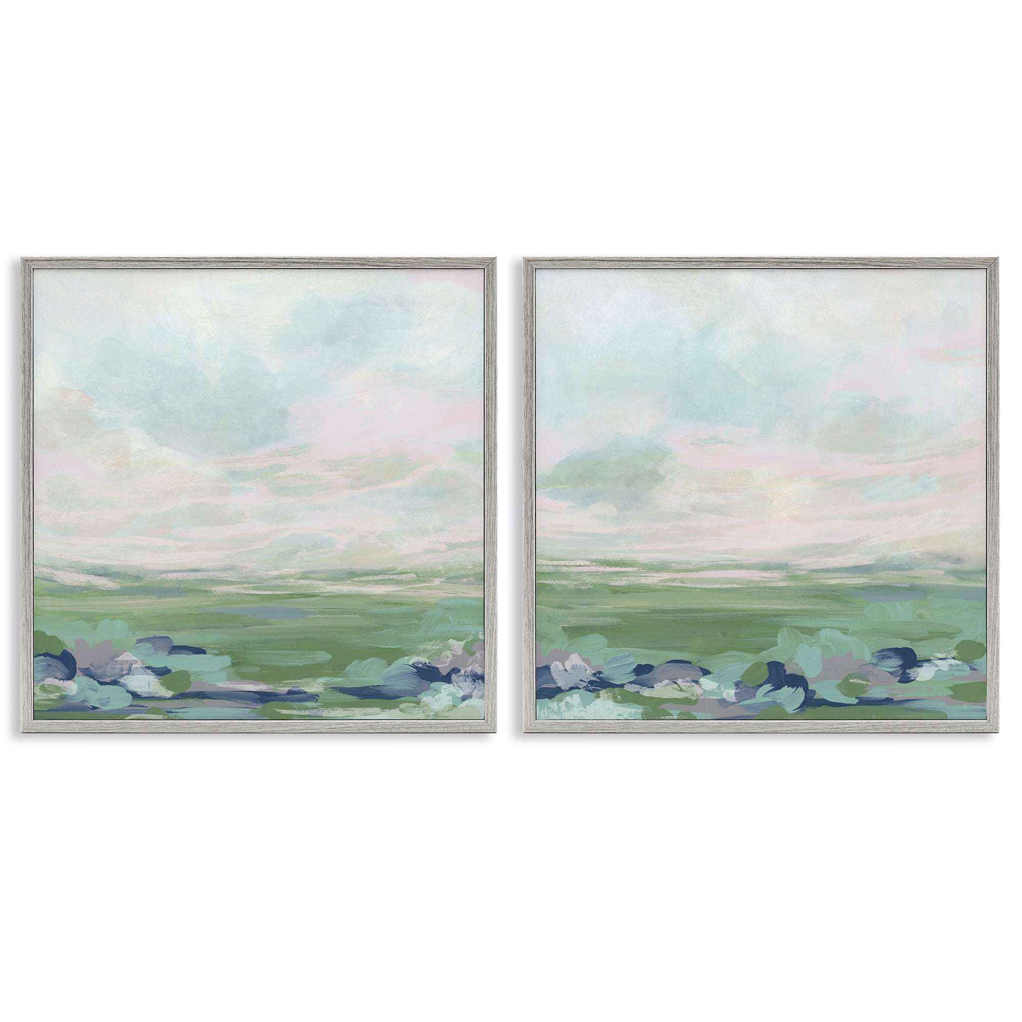 Stupell Industries Abstract Gradient Landscapes Landscape & Nature Painting Gray Framed Art Print Wall Art, 12 x 12, Set of 2