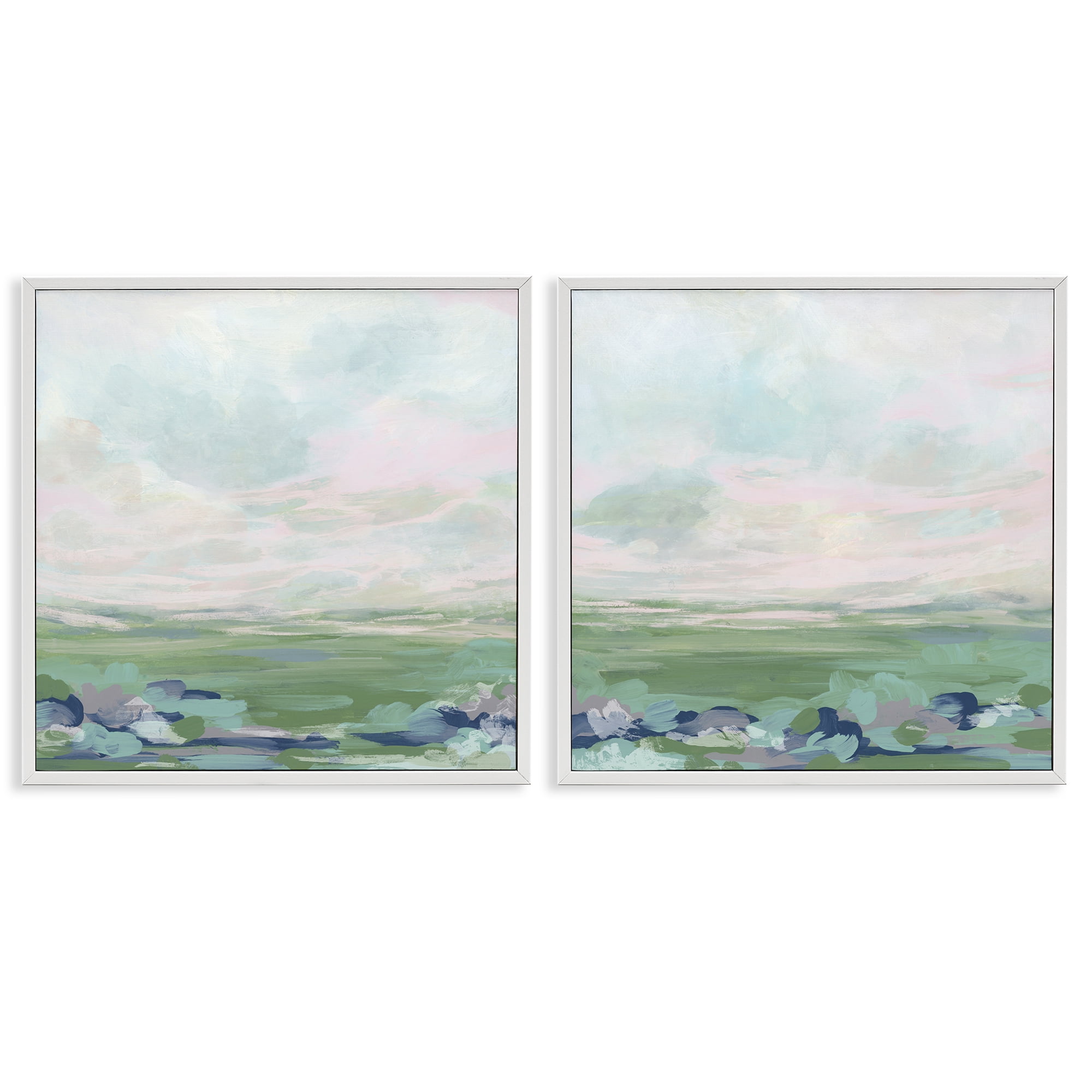 Stupell Industries Abstract Gradient Landscapes Landscape & Nature Painting White Framed Art Print Wall Art, 24 x 24, Set of 2