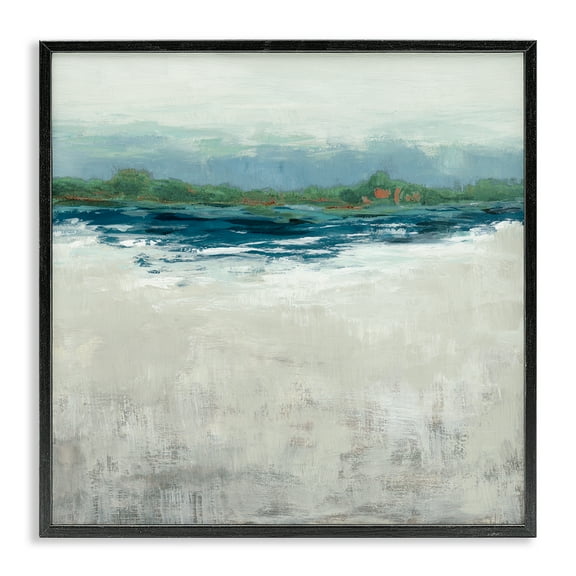 Stupell Industries Abstract Gradient Seascape Abstract Painting Black Framed Art Print Wall Art, 12 x 12