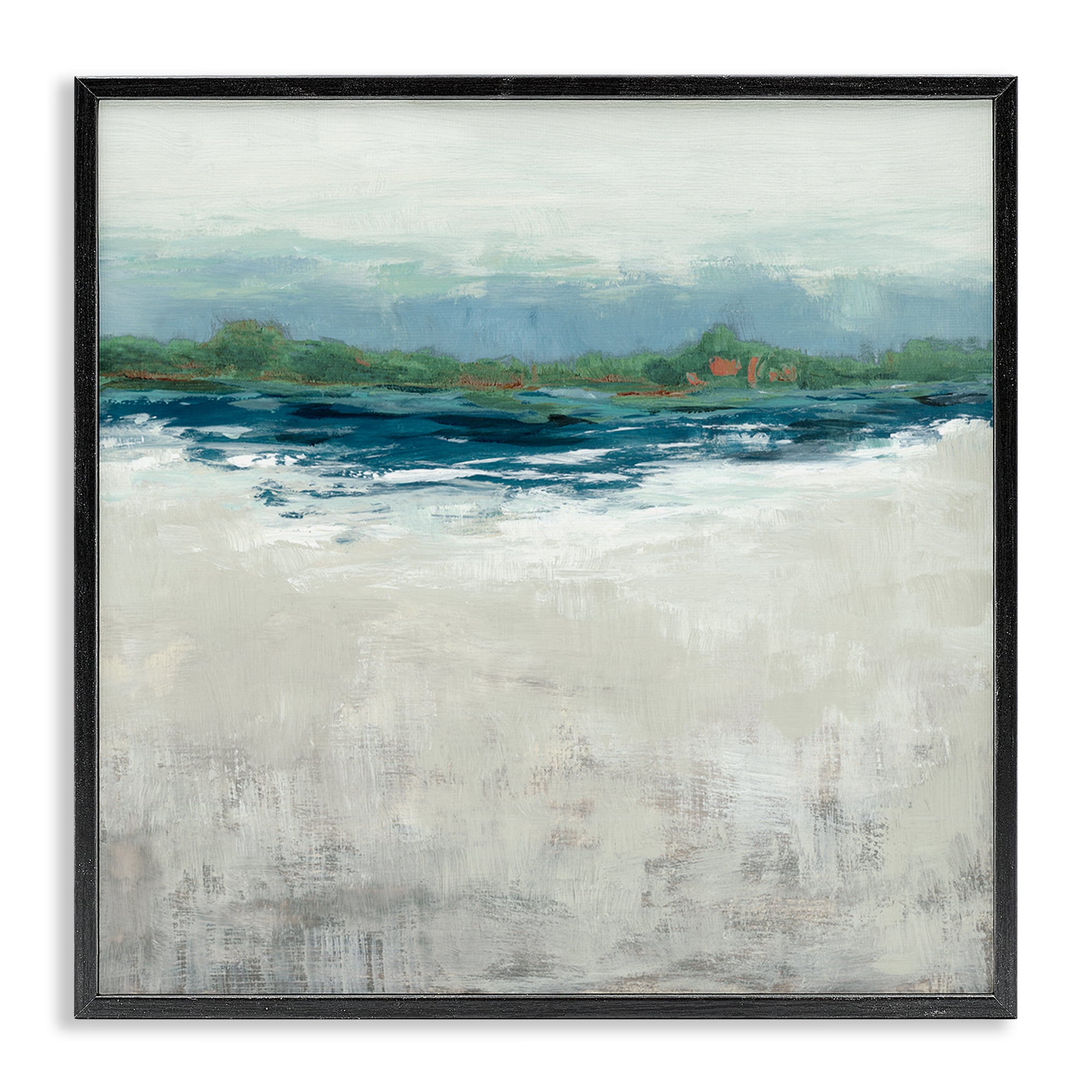 Stupell Industries Abstract Gradient Seascape Abstract Painting Black Framed Art Print Wall Art, 24 x 24