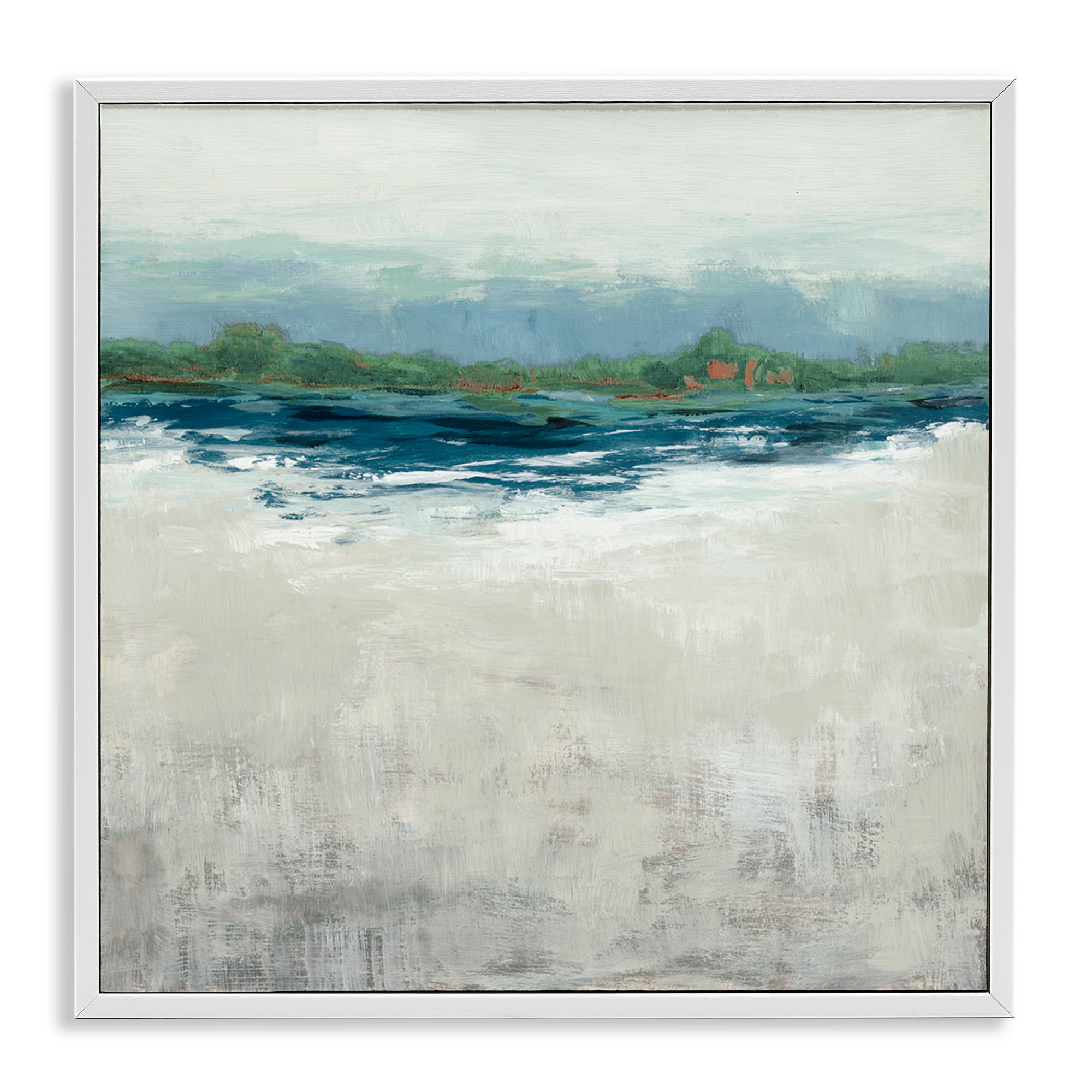 Stupell Industries Abstract Gradient Seascape Abstract Painting White Framed Art Print Wall Art, 24 x 24