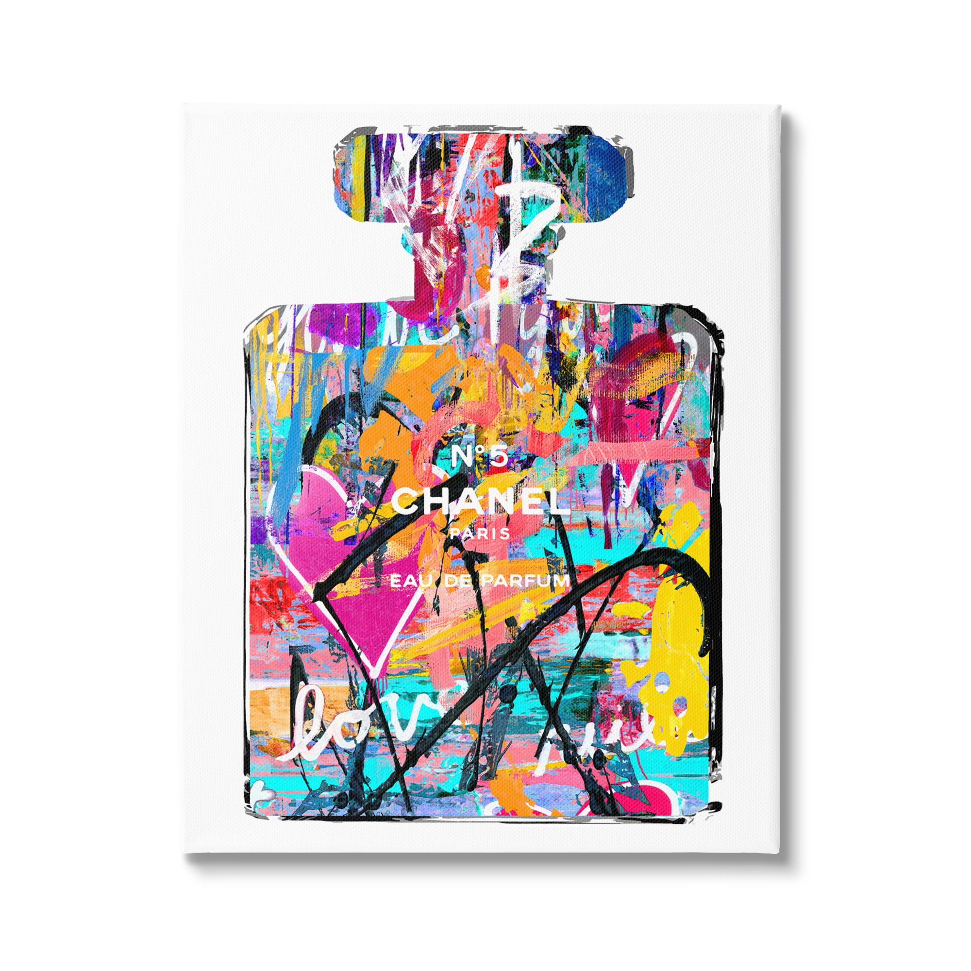 Colorful Abstract Graffiti Perfume Canvas Wall Art, 24 x 30