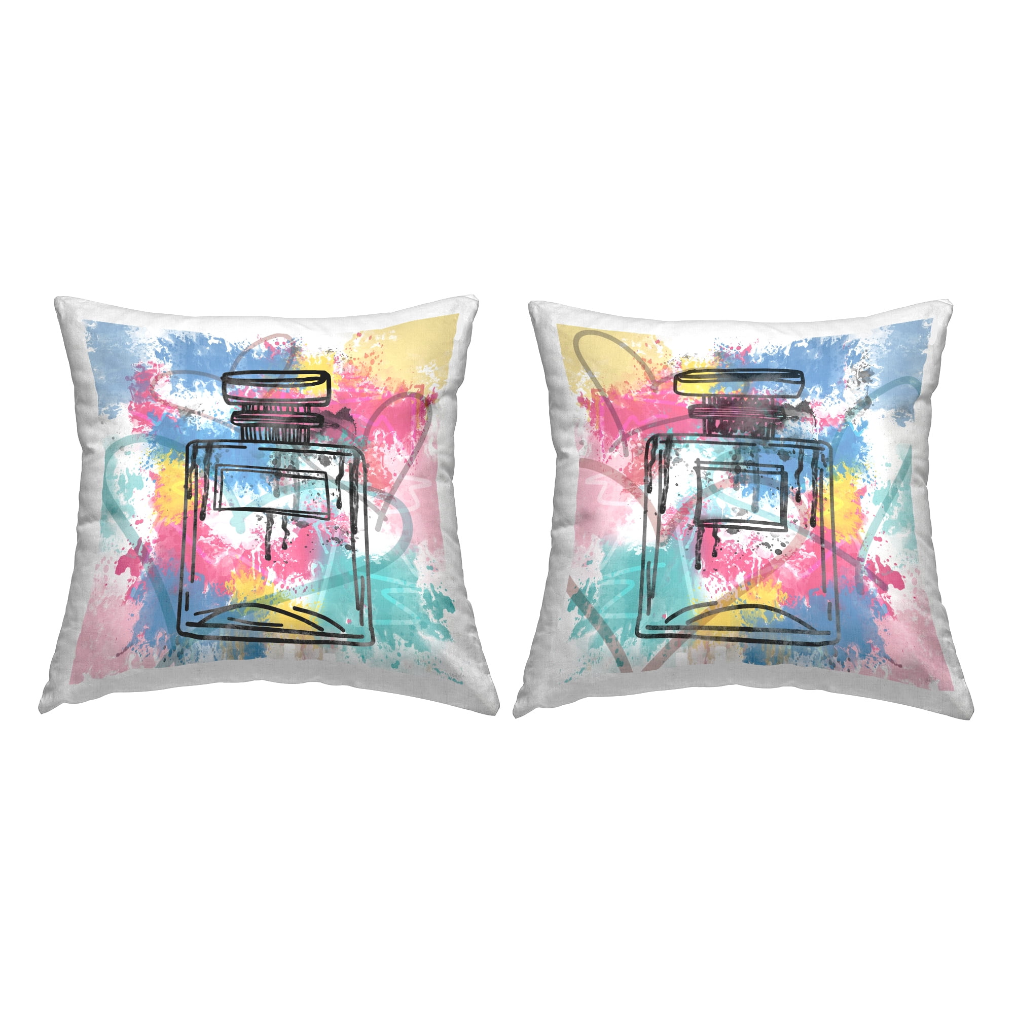 Stupell Industries Abstract Graffiti Perfume Bottles Decorative Printed Throw Pillow Design by Natalie Carpentieri.