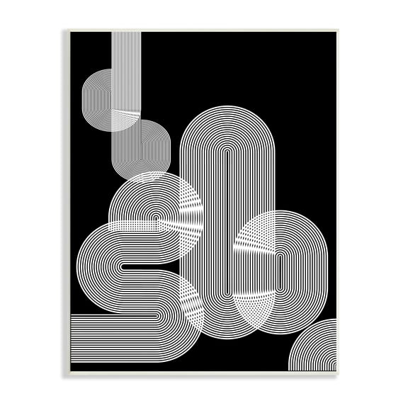 Stupell Industries Abstract Graphic Black Shapes Industrial Line Pattern Abstract Painting Unframed Art Print Wall Art, 10 x 15