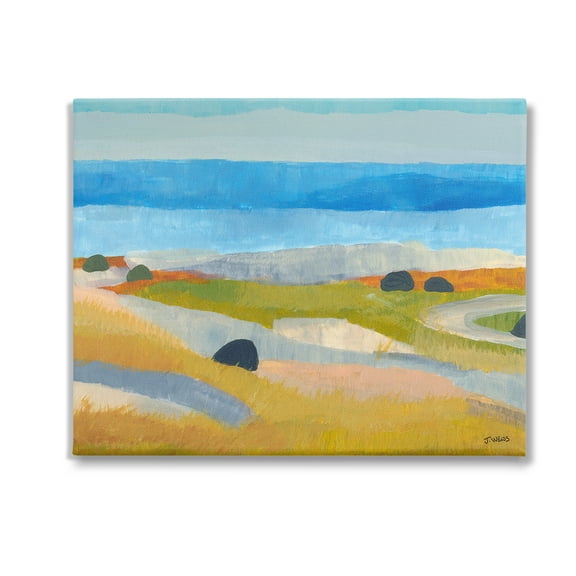 Stupell Industries Abstract Grassland & Beach Landscape Painting Gallery Wrapped Canvas Art Print Wall Art, 20 x 16