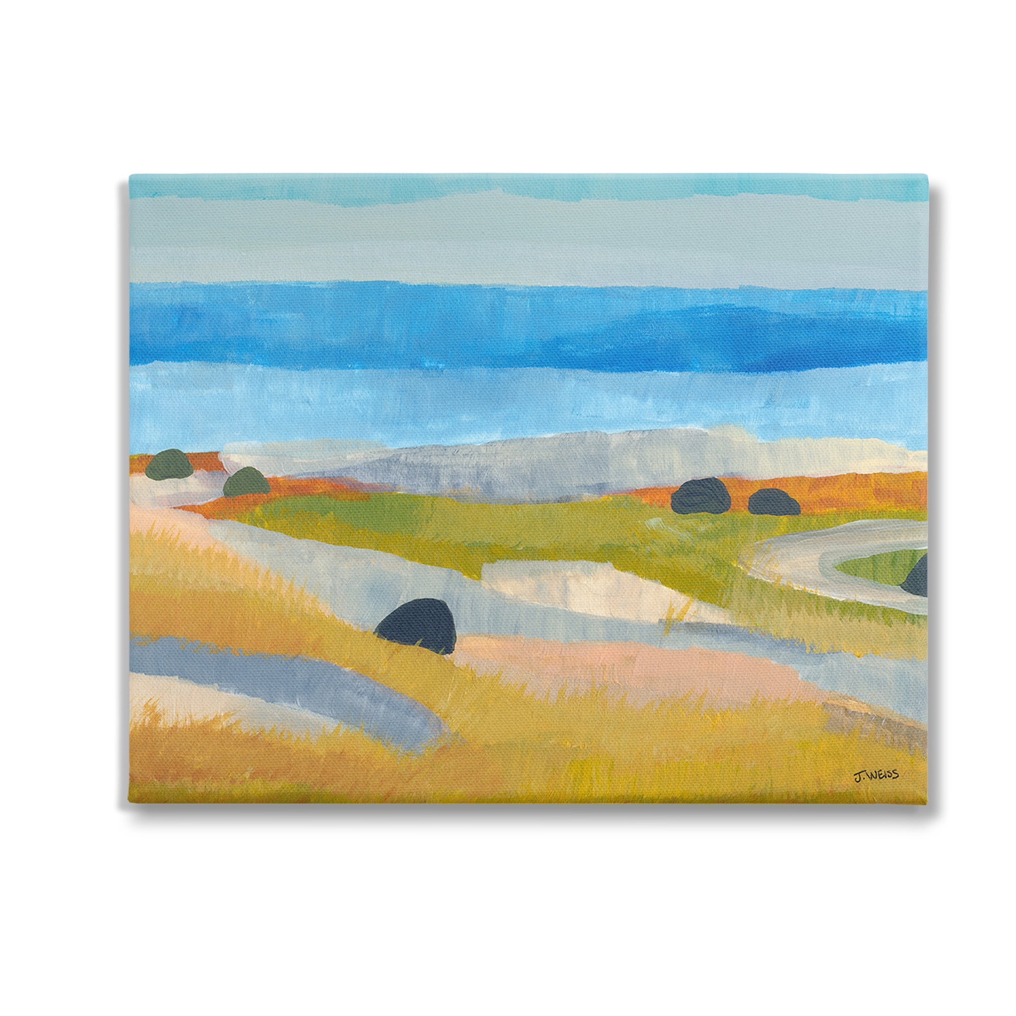 Stupell Industries Abstract Grassland & Beach Landscape Painting Gallery Wrapped Canvas Art Print Wall Art, 30 x 24