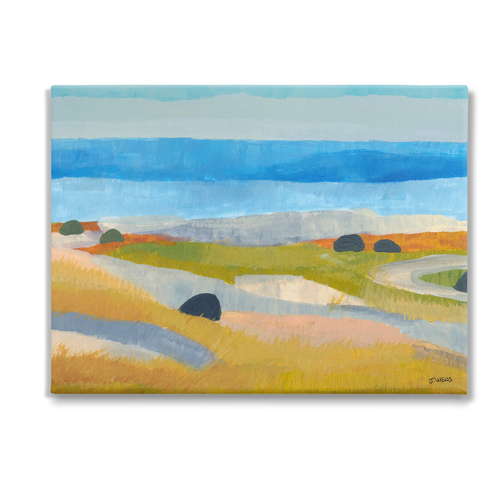 Stupell Industries Abstract Grassland & Beach Landscape Painting Gallery Wrapped Canvas Art Print Wall Art, 40 x 30