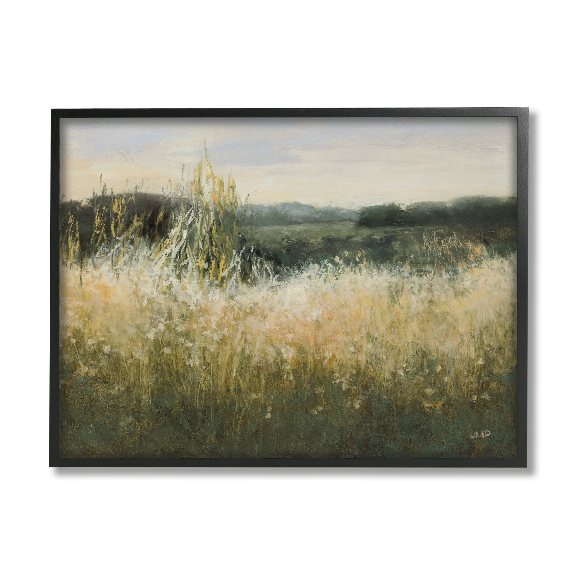Stupell Industries Abstract Grassland Landscape Abstract Painting Black Framed Art Print Wall Art, 14 x 11