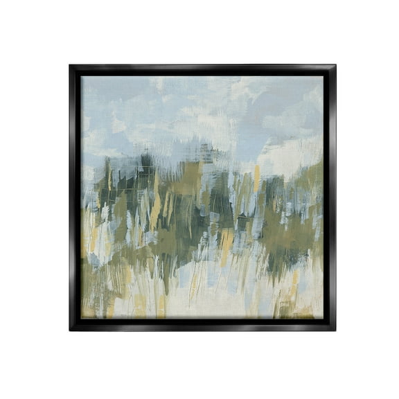 Stupell Industries Abstract Grassy Landscape Abstract Painting Black Floater Framed Canvas Art Print Wall Art, 18 x 18