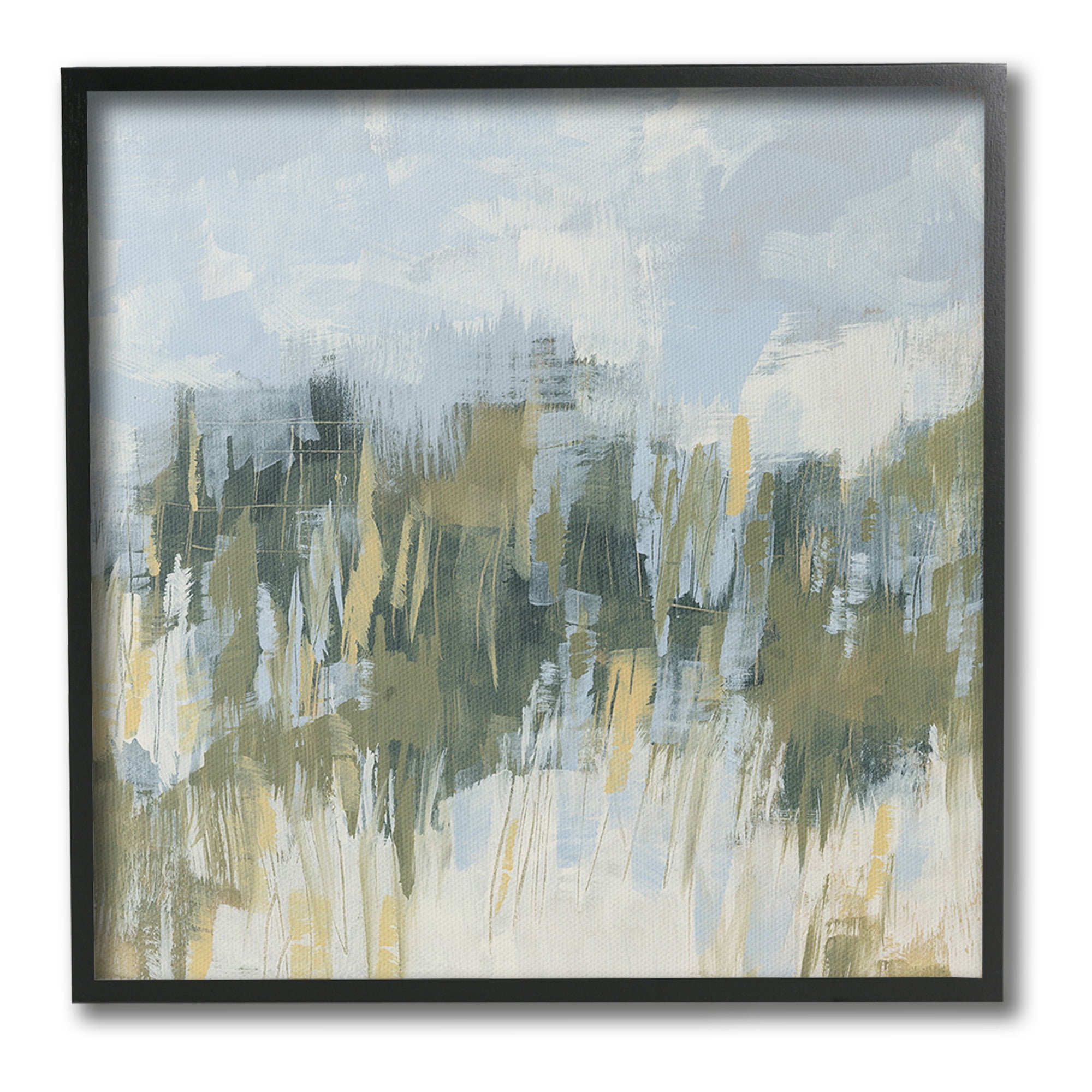 Stupell Industries Abstract Grassy Landscape Abstract Painting Black Framed Art Print Wall Art, 12 x 12