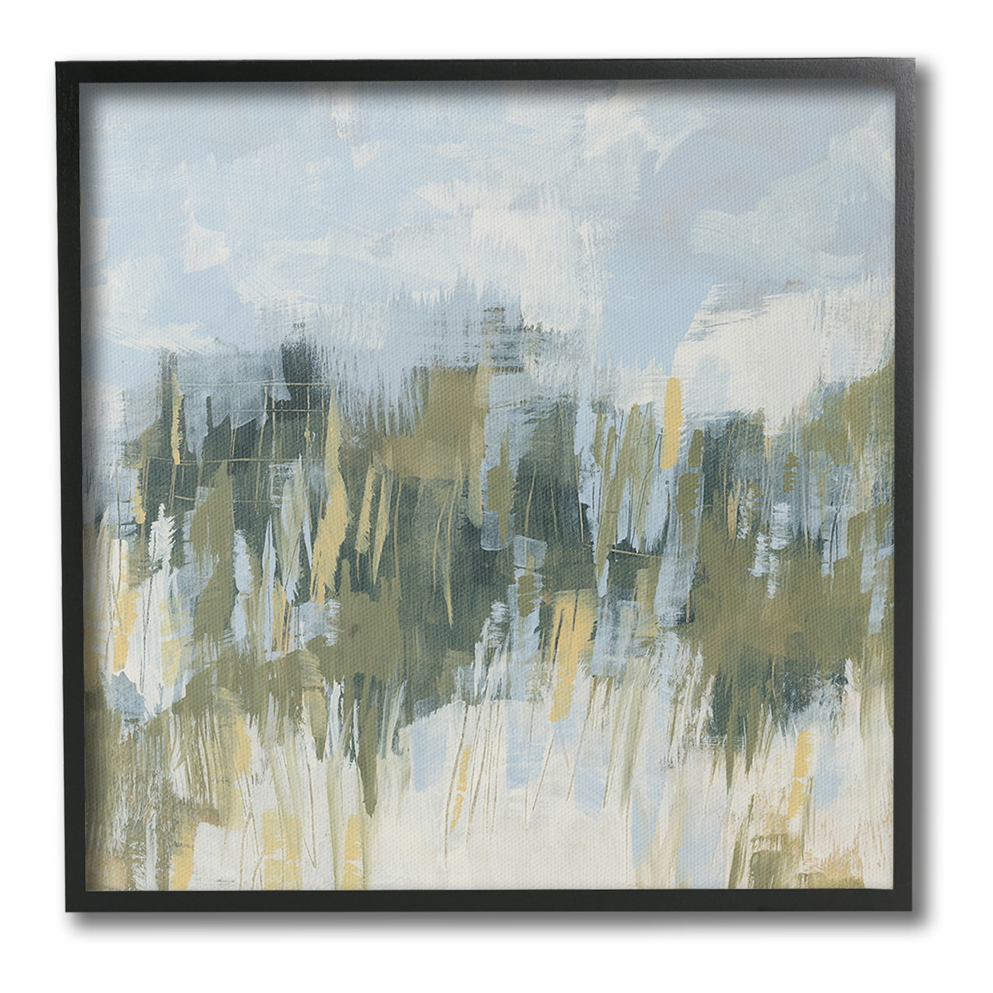 Stupell Industries Abstract Grassy Landscape Abstract Painting Black Framed Art Print Wall Art, 24 x 24
