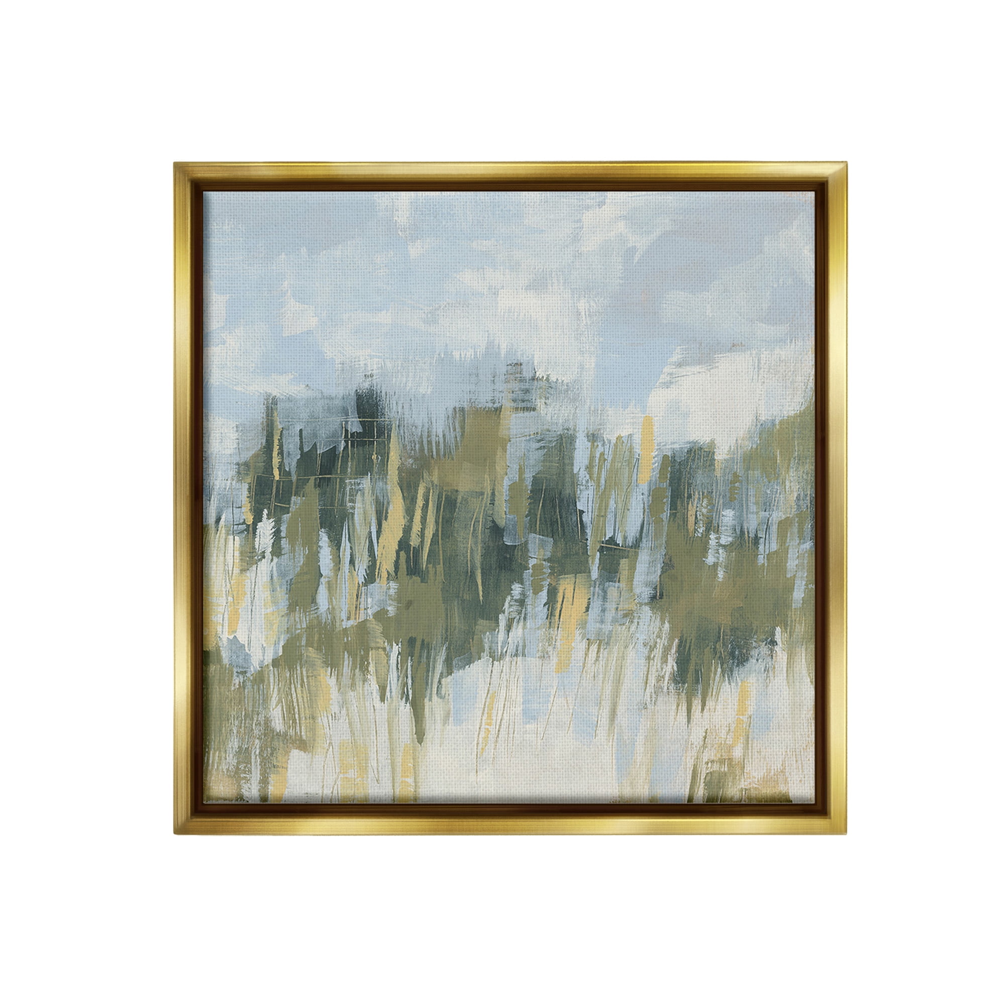 Stupell Industries Abstract Grassy Landscape Abstract Painting Gold Floater Framed Canvas Art Print Wall Art, 18 x 18