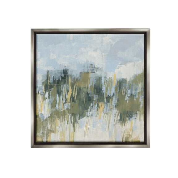 Stupell Industries Abstract Grassy Landscape Abstract Painting Gray Floater Framed Canvas Art Print Wall Art, 18 x 18