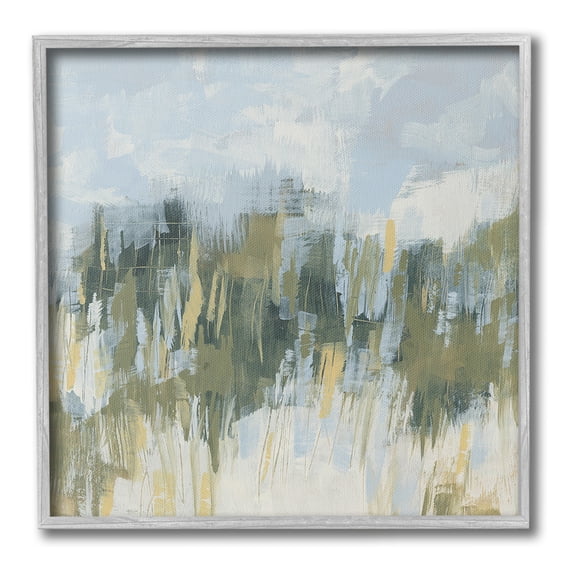 Stupell Industries Abstract Grassy Landscape Abstract Painting Gray Framed Art Print Wall Art, 12 x 12