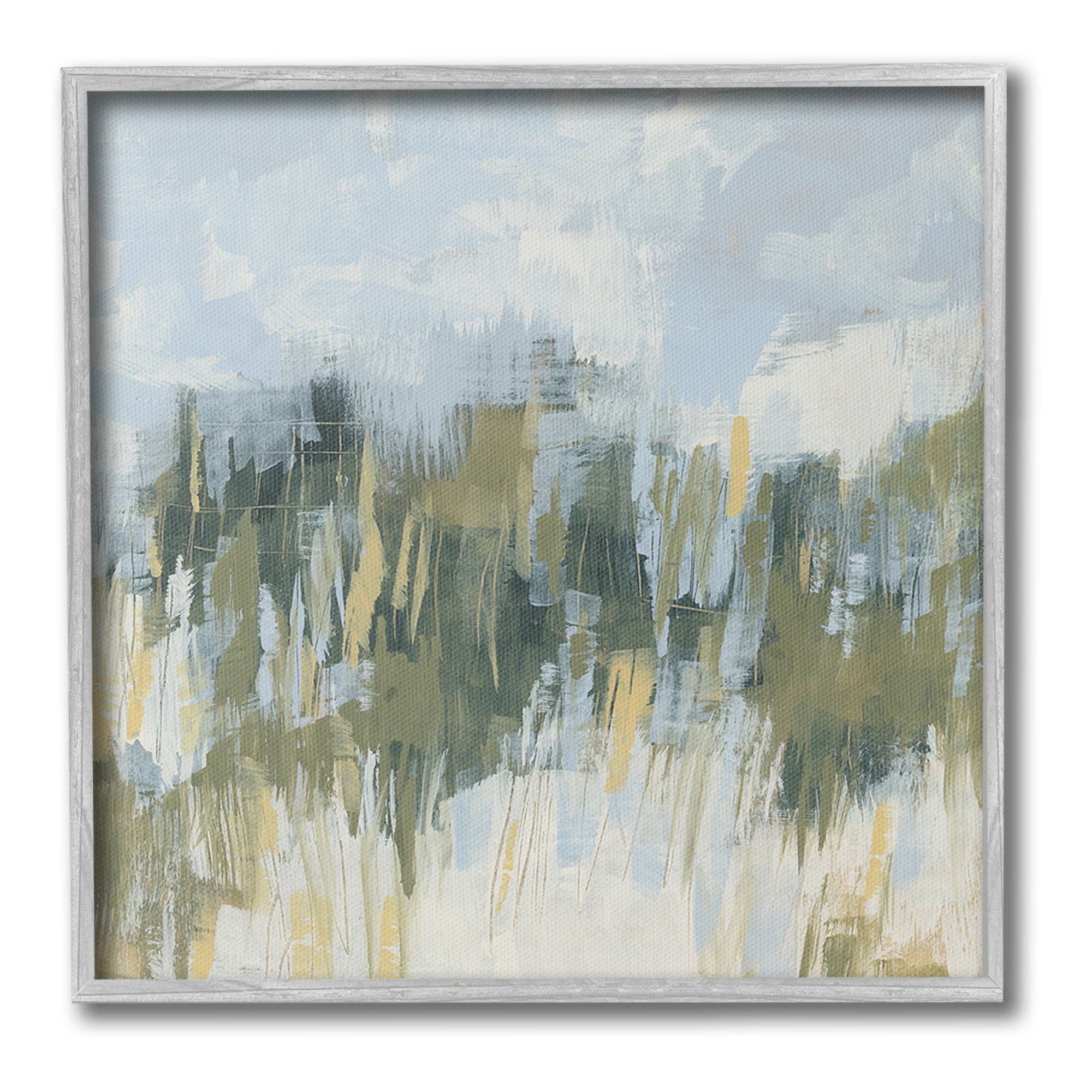 Stupell Industries Abstract Grassy Landscape Abstract Painting Gray Framed Art Print Wall Art, 24 x 24