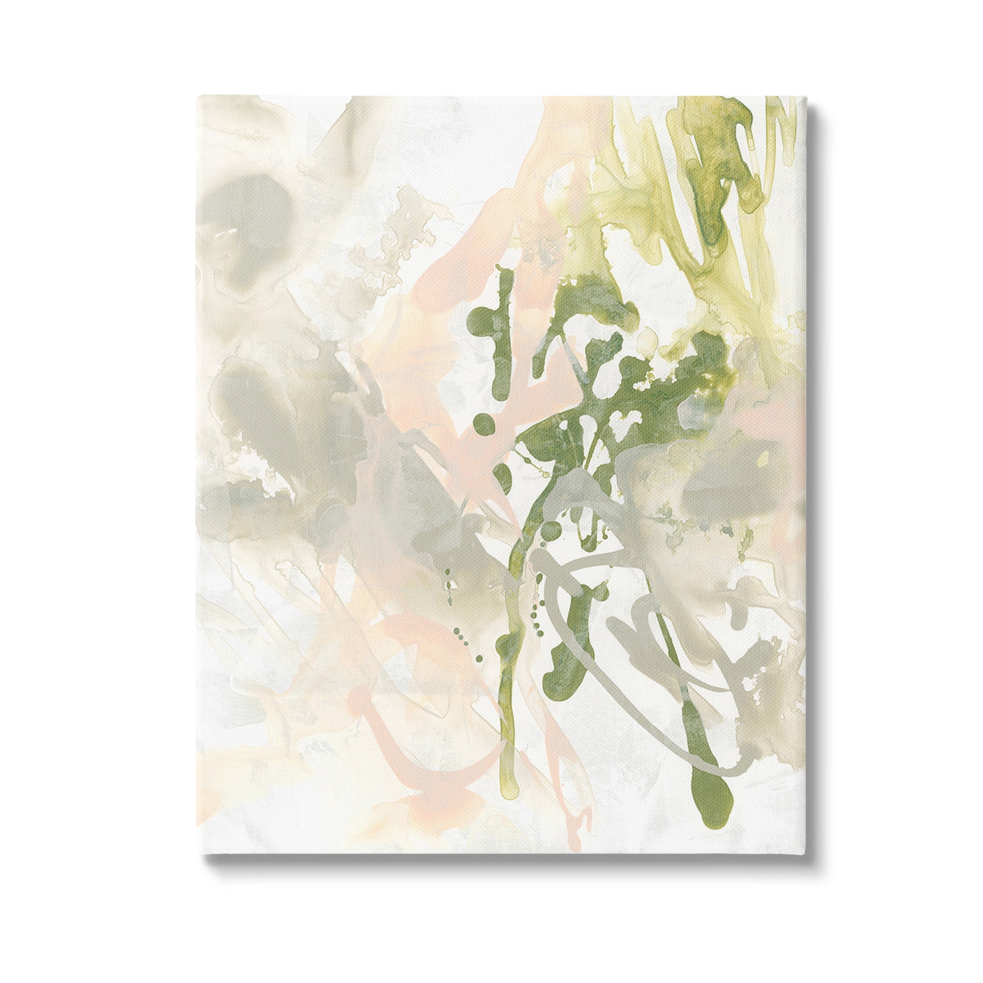 Stupell Industries Abstract Green & Beige Abstract Painting Gallery Wrapped Canvas Art Print Wall Art, 16 x 20