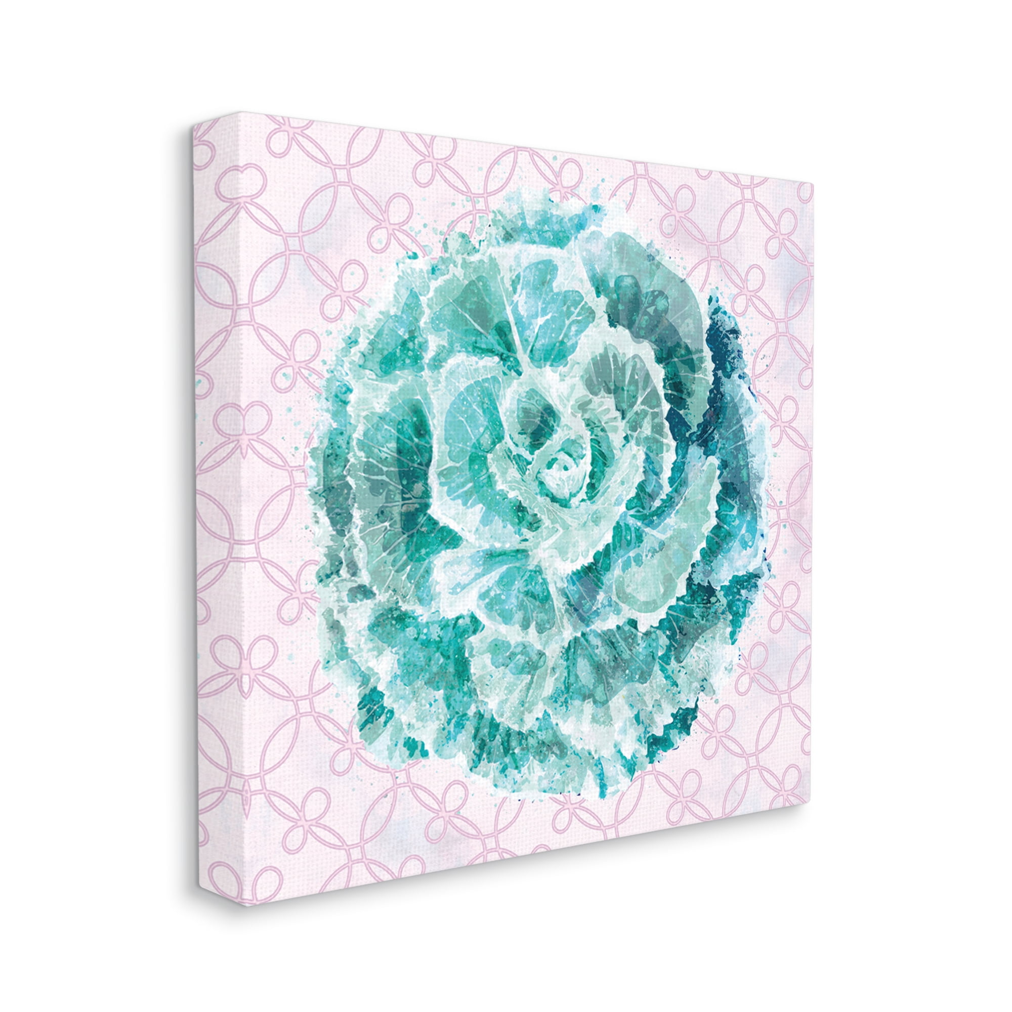 Stupell Industries Abstract Green Floral Pop Intricate Pink Pattern Botanical & Floral Painting Gallery Wrapped Canvas Art Print Wall Art, 24 x 24