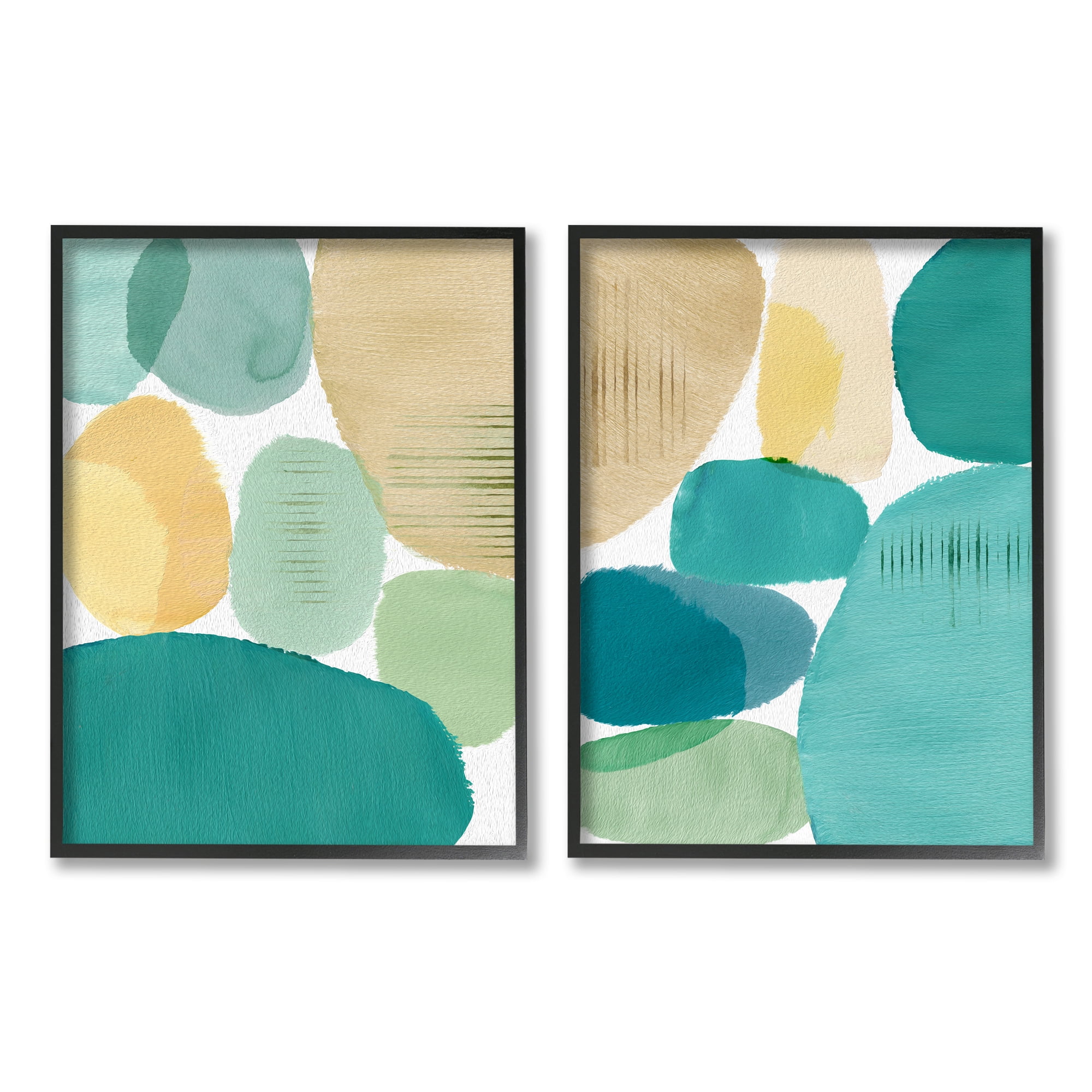 Stupell Industries Abstract Green Geometric Abstract Painting Black Framed Art Print Wall Art, 16 x 20