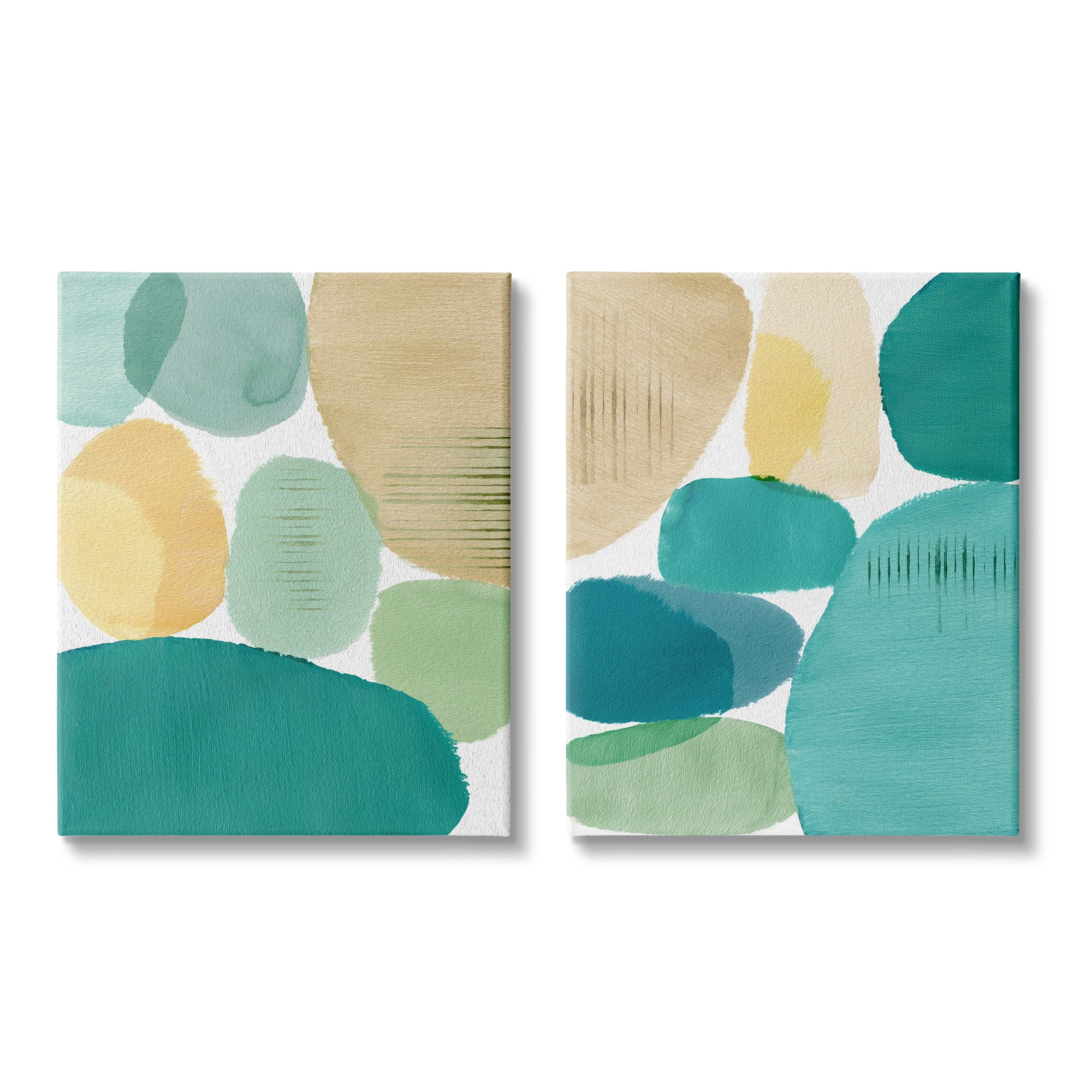 Stupell Industries Abstract Green Geometric Abstract Painting Gallery Wrapped Canvas Art Print Wall Art, 24 x 30, Set of 2