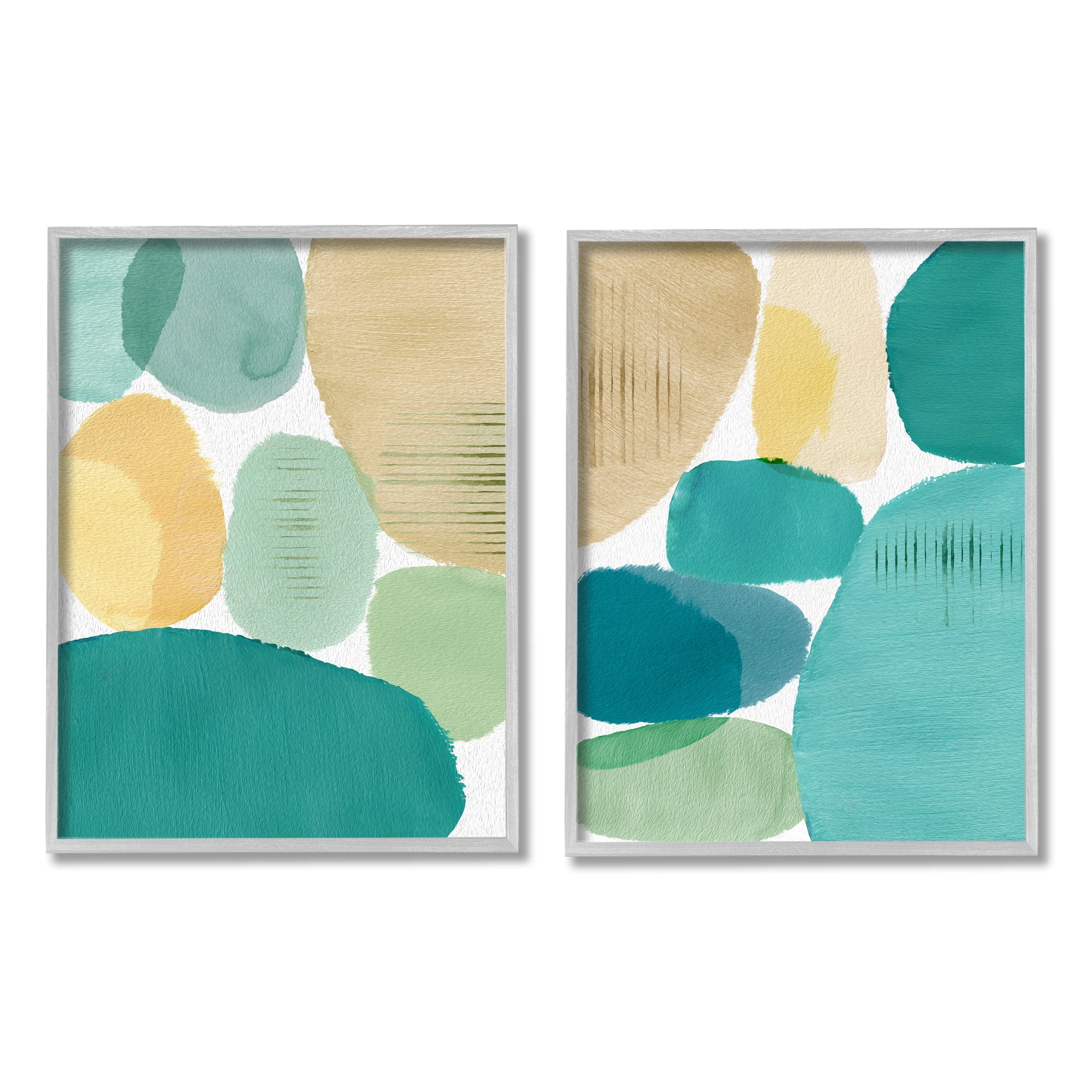 Stupell Industries Abstract Green Geometric Abstract Painting Gray Framed Art Print Wall Art, 24 x 30