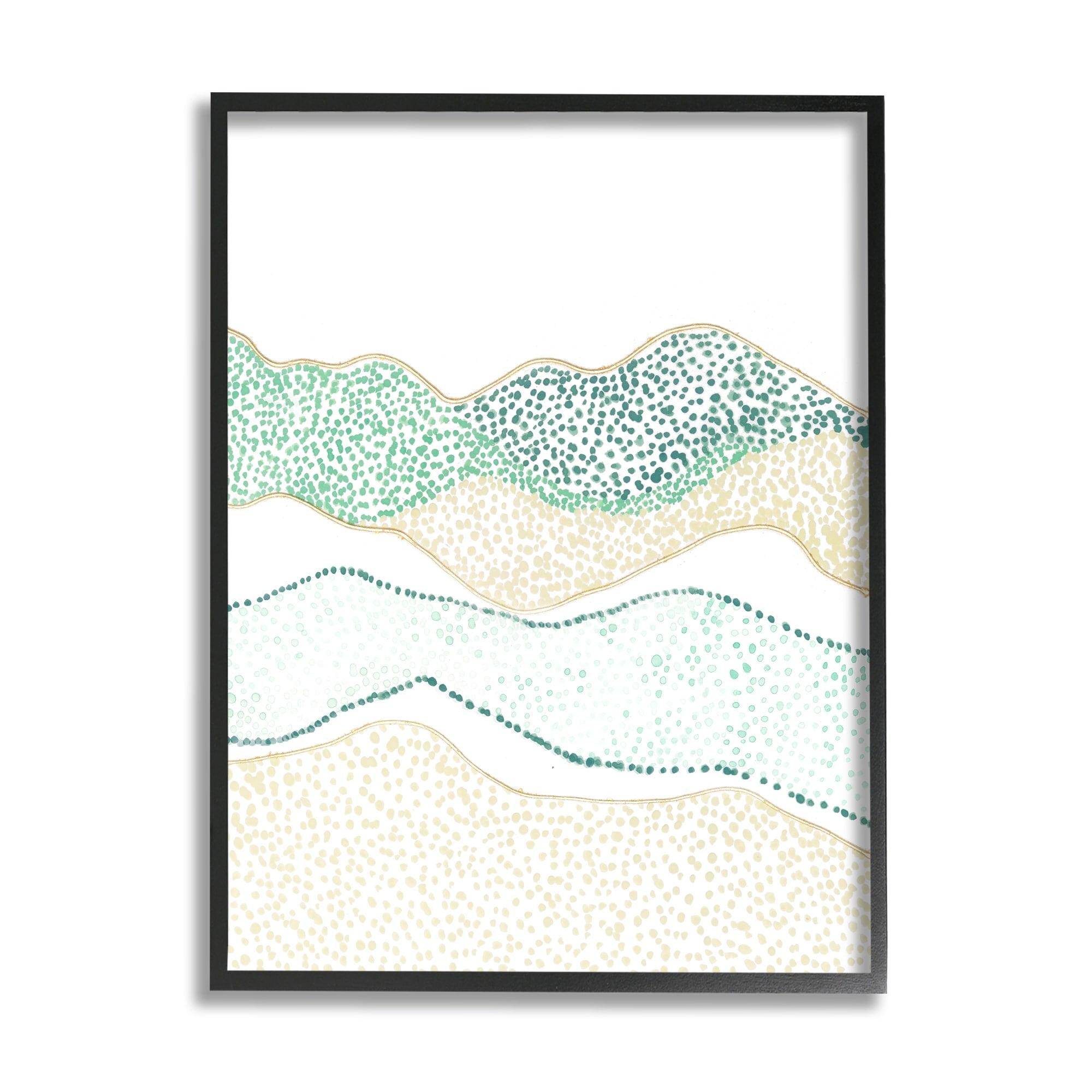Stupell Industries Abstract Green Mountains Landscape Abstract Painting Black Framed Art Print Wall Art