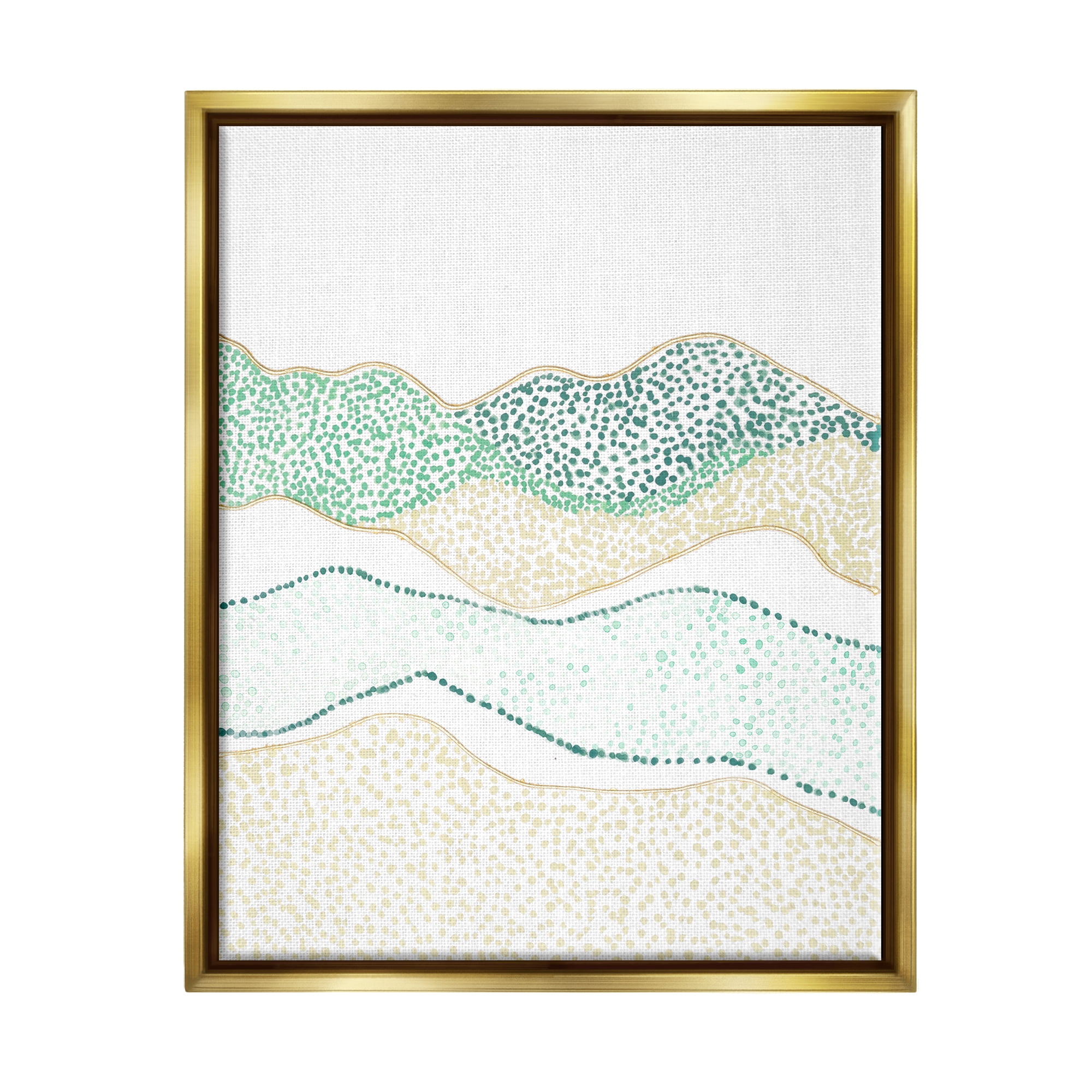 Stupell Industries Abstract Green Mountains Landscape Abstract Painting Gold Floater Framed Art Print Wall Art