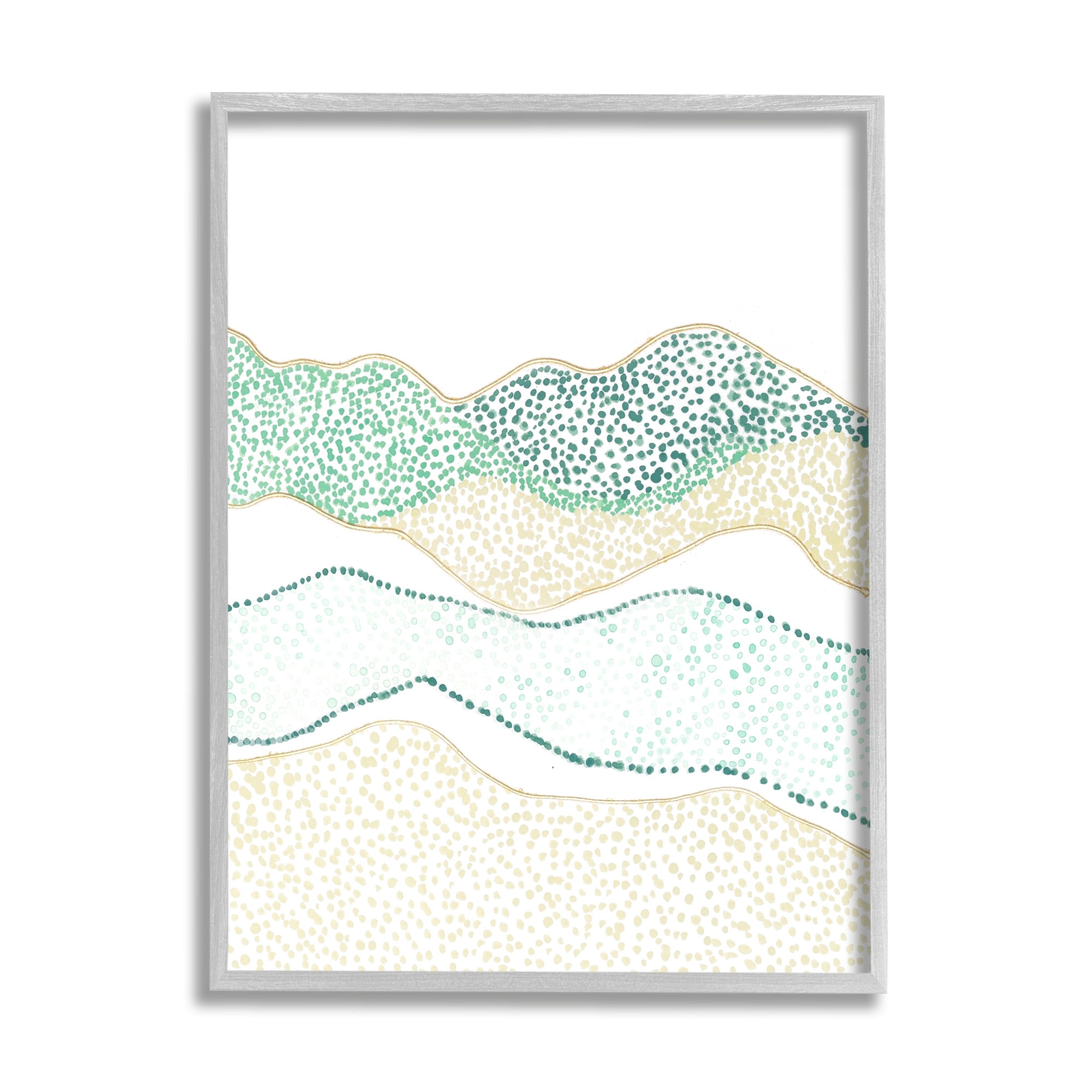 Stupell Industries Abstract Green Mountains Landscape Abstract Painting Gray Framed Art Print Wall Art