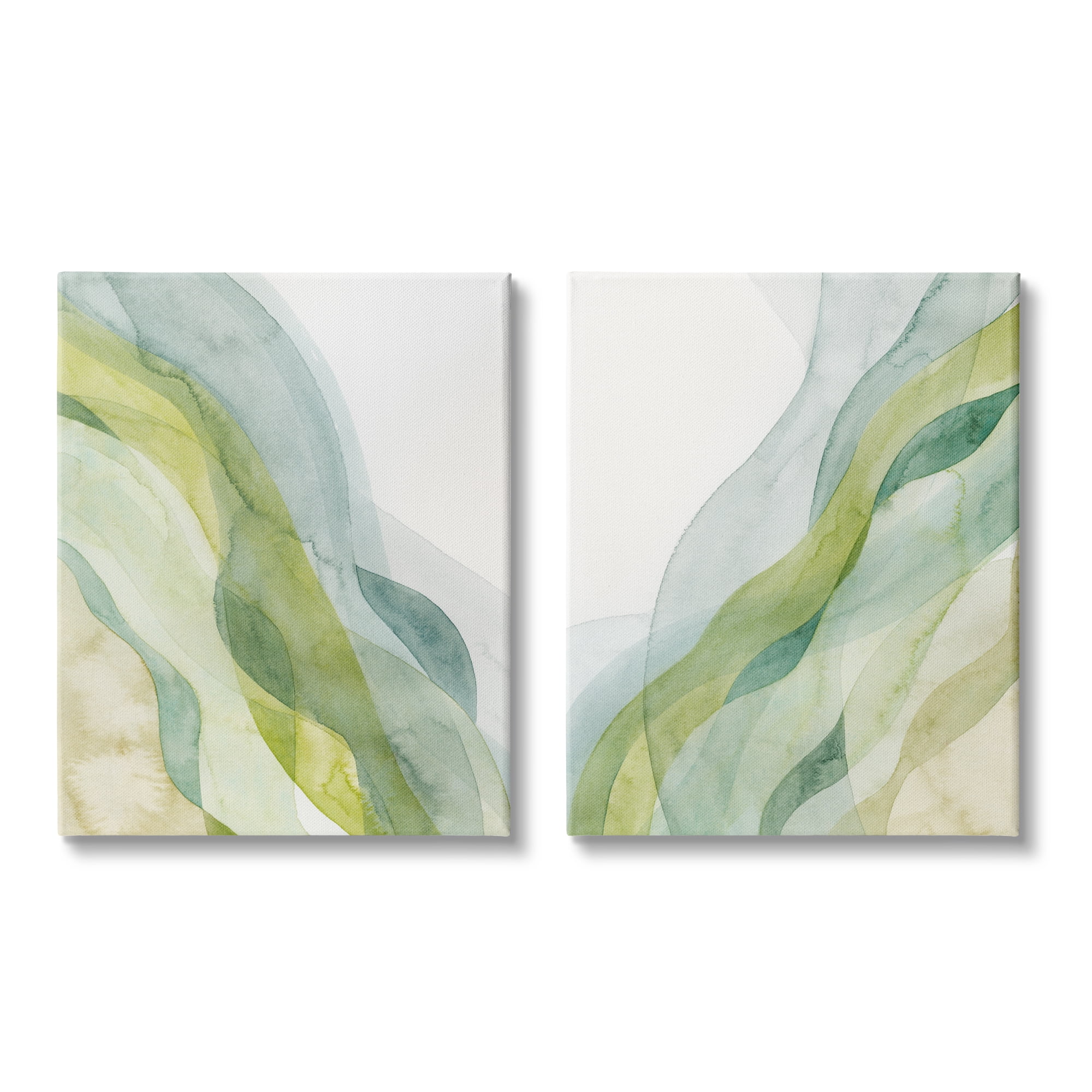 Stupell Industries Abstract Green Waves Abstract Painting Gallery Wrapped Canvas Print Wall Art, 16 x 20, Set of 2