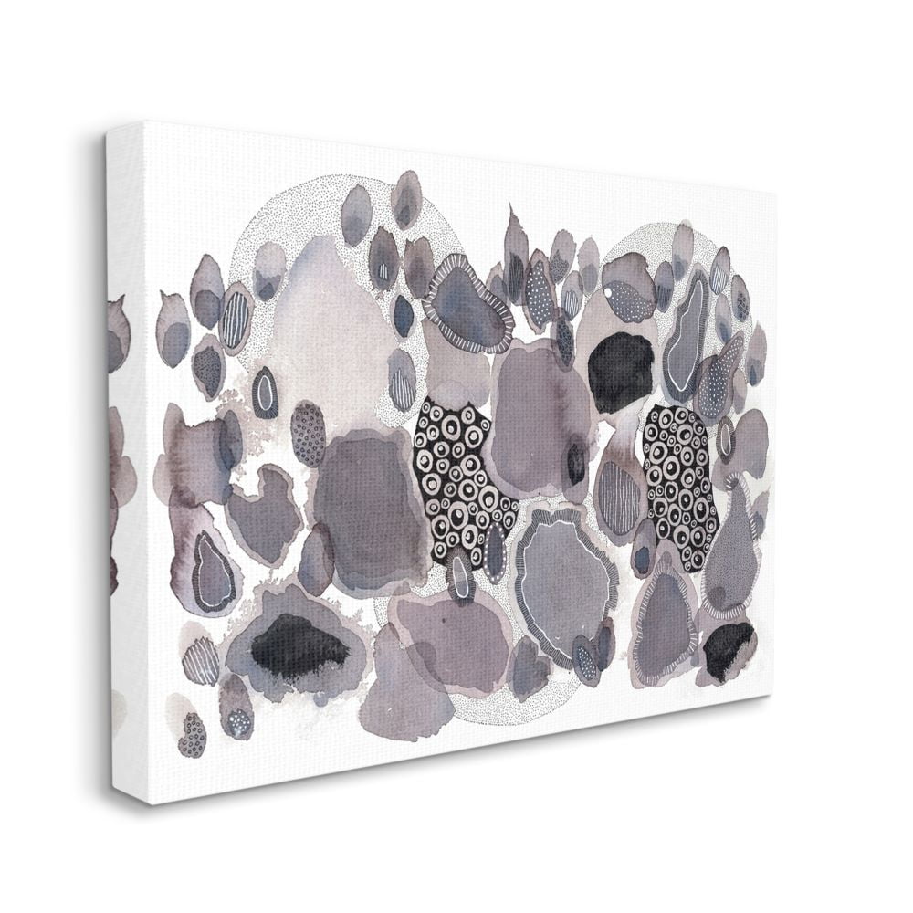 Stupell Industries Abstract Grey Black Watercolor Drip Circular Design Canvas Wall Art Design by Kim Rupe, 24" x 30"
