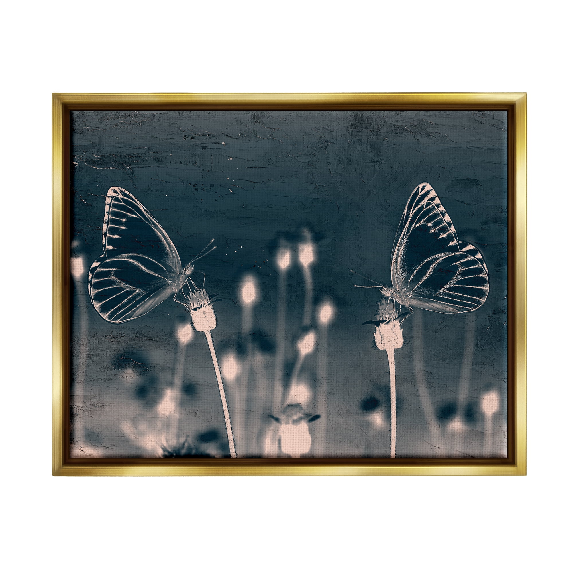 Stupell Industries Abstract Grey Butterflies Meadow Animals & Insects Painting Gold Floater Framed Art Print Wall Art