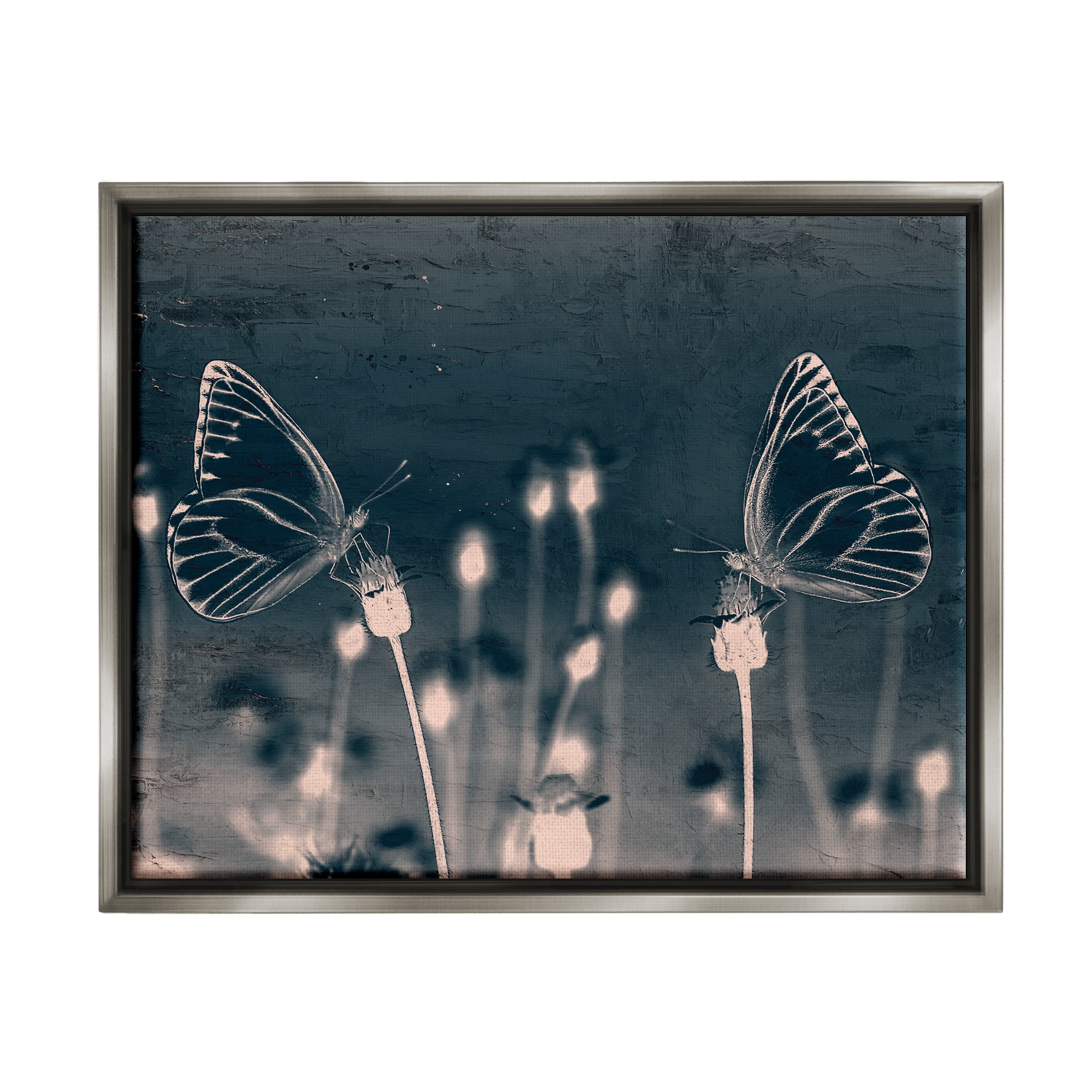 Stupell Industries Abstract Grey Butterflies Meadow Animals & Insects Painting Gray Floater Framed Art Print Wall Art
