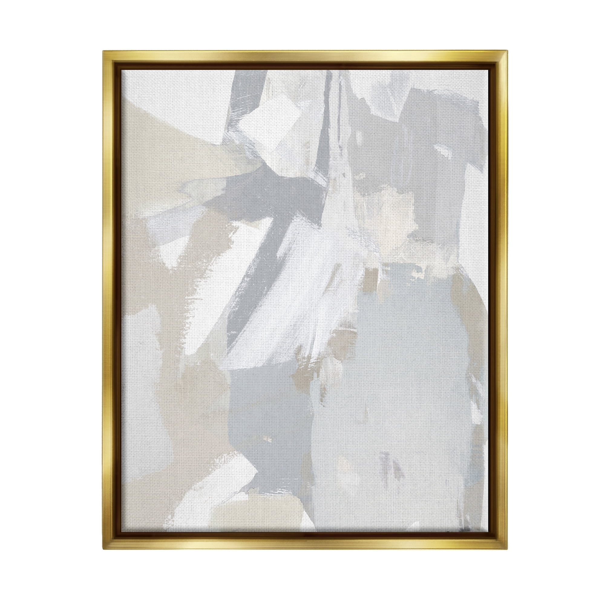 Stupell Industries Abstract Grey Collage Abstract Painting Gold Floater Framed Canvas Art Print Wall Art, 17 x 21