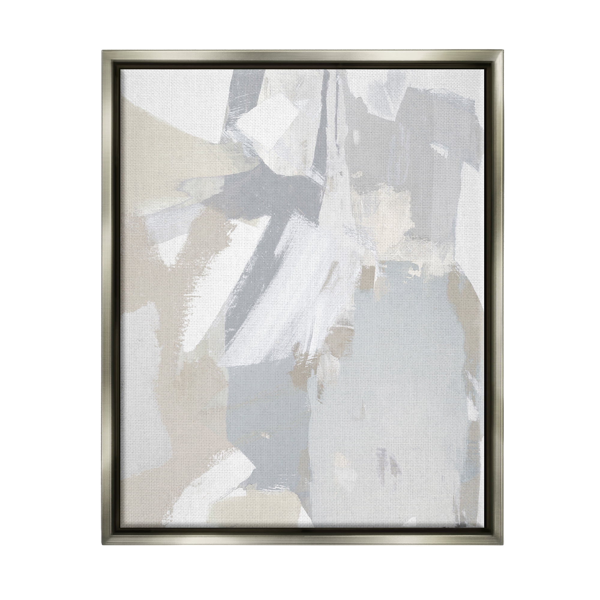 Stupell Industries Abstract Grey Collage Abstract Painting Gray Floater Framed Canvas Art Print Wall Art, 25 x 31