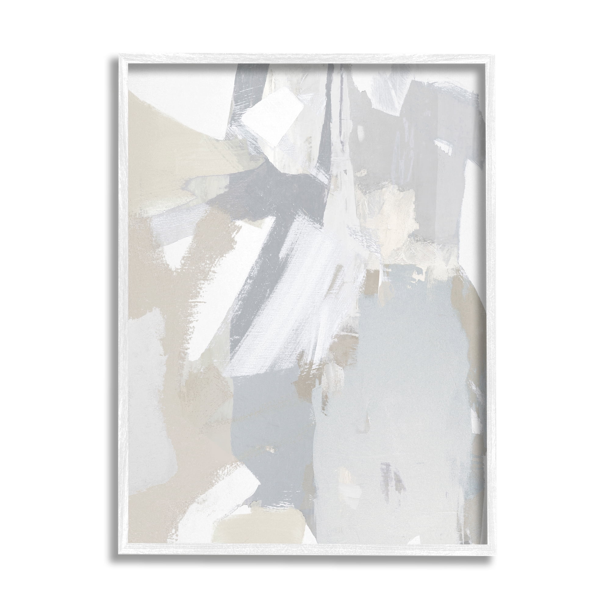 Stupell Industries Abstract Grey Collage Abstract Painting White Framed Art Print Wall Art, 16 x 20