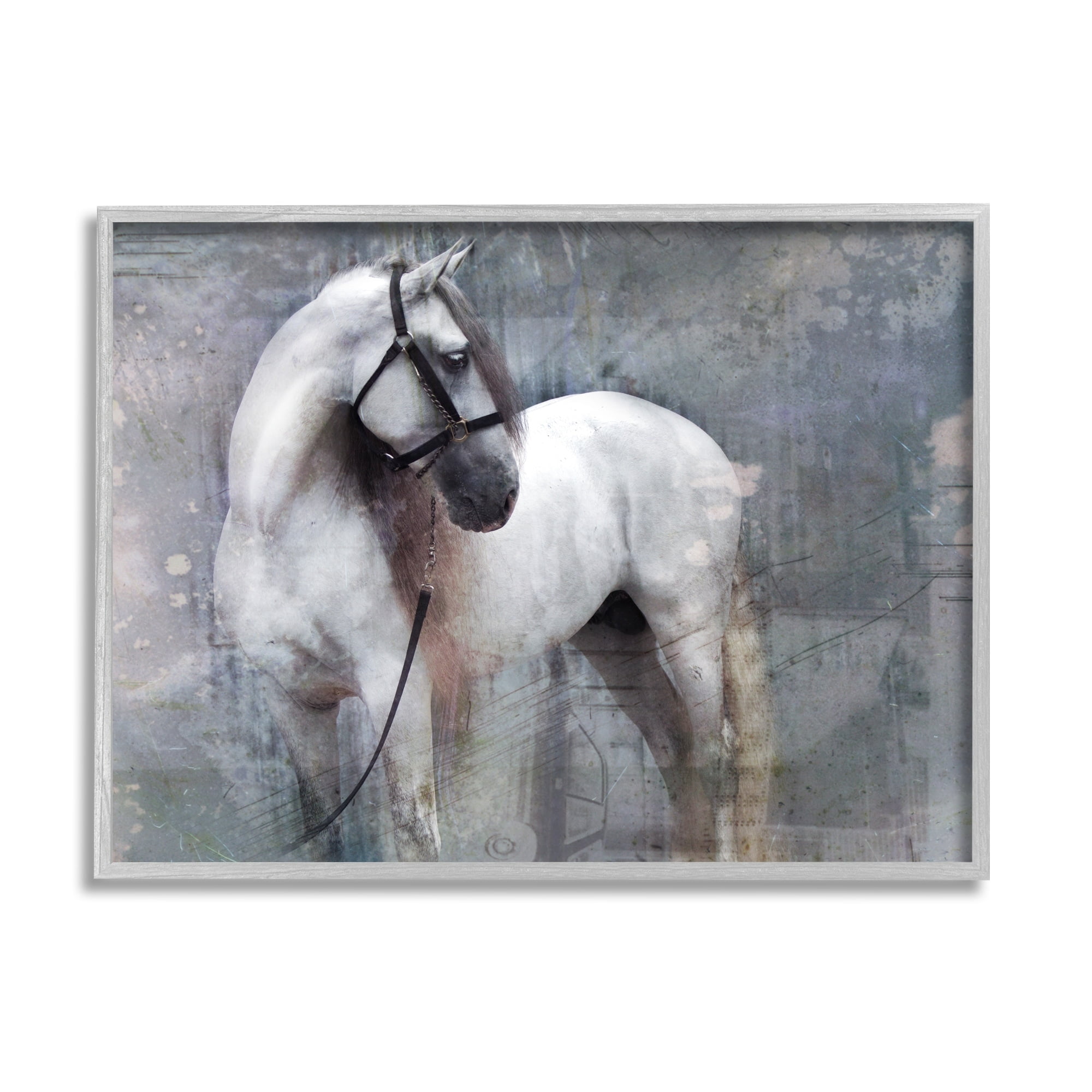 Stupell Industries Abstract Grey Horse Stallion Animals & Insects Painting Gray Framed Art Print Wall Art