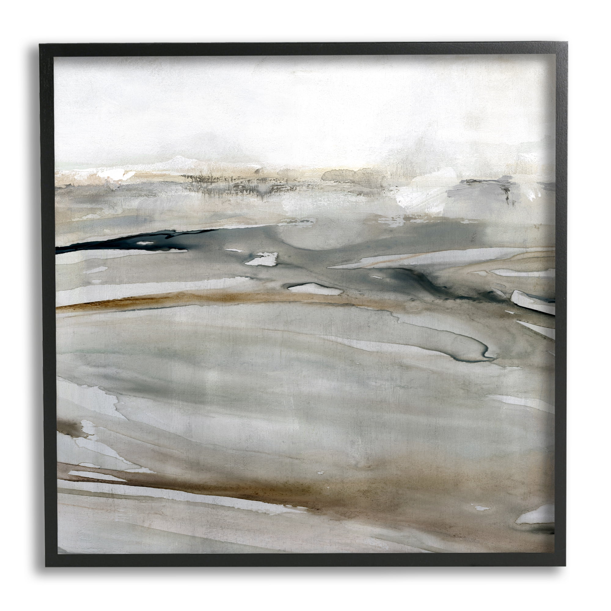 Stupell Industries Abstract Grey Landscape Abstract Painting Black Framed Art Print Wall Art, 17 x 17