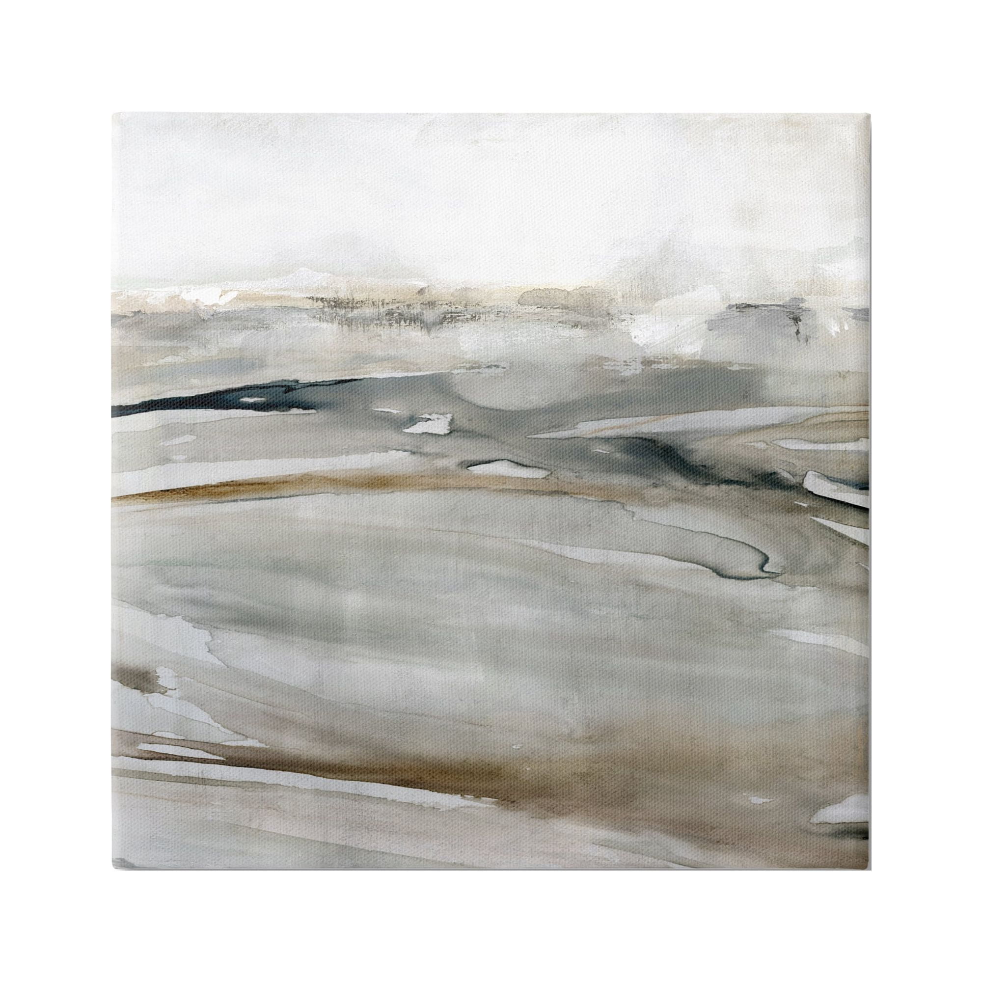 Stupell Industries Abstract Grey Landscape Abstract Painting Gallery Wrapped Canvas Art Print Wall Art, 17 x 17