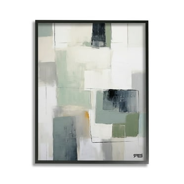 Stupell Industries Abstract Grey Shapes Abstract Painting Black Framed Art Print Wall Art, 11 x 14