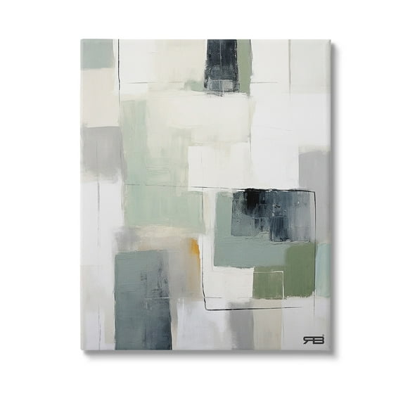 Stupell Industries Abstract Grey Shapes Abstract Painting Gallery Wrapped Canvas Art Print Wall Art, 36 x 48