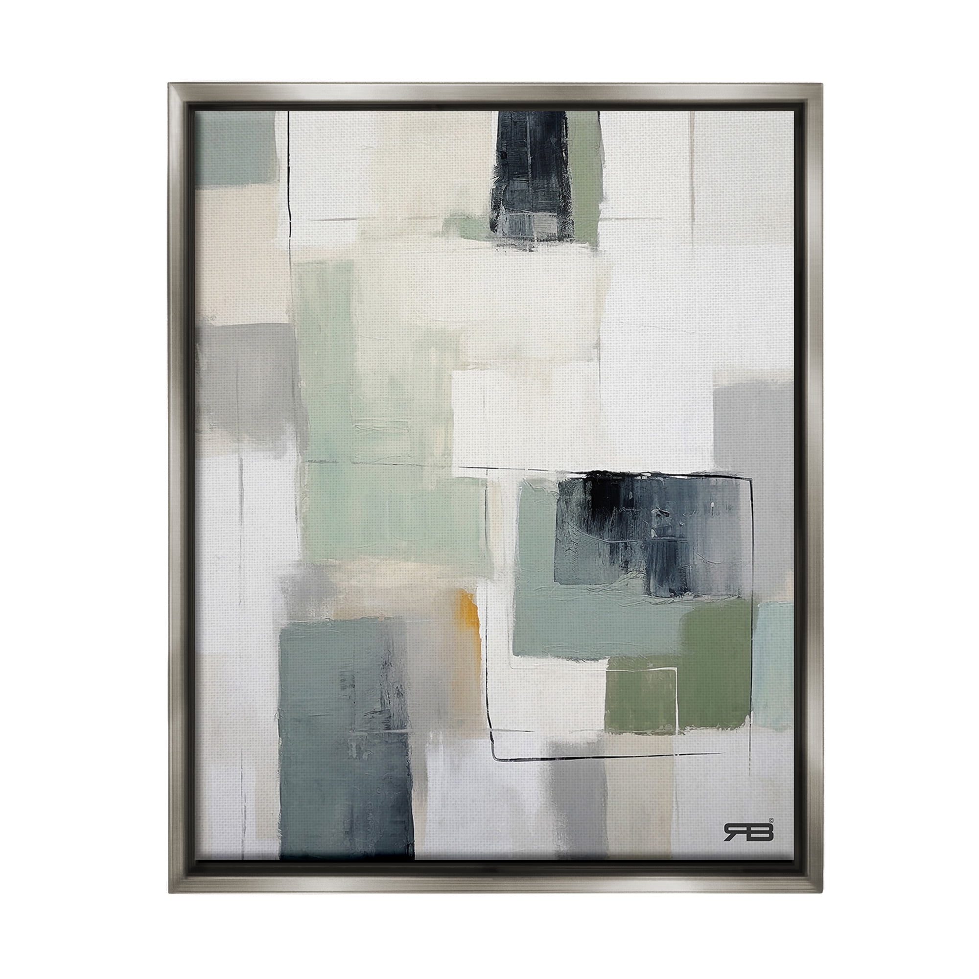 Stupell Industries Abstract Grey Shapes Abstract Painting Gray Floater Framed Canvas Art Print Wall Art, 17 x 21
