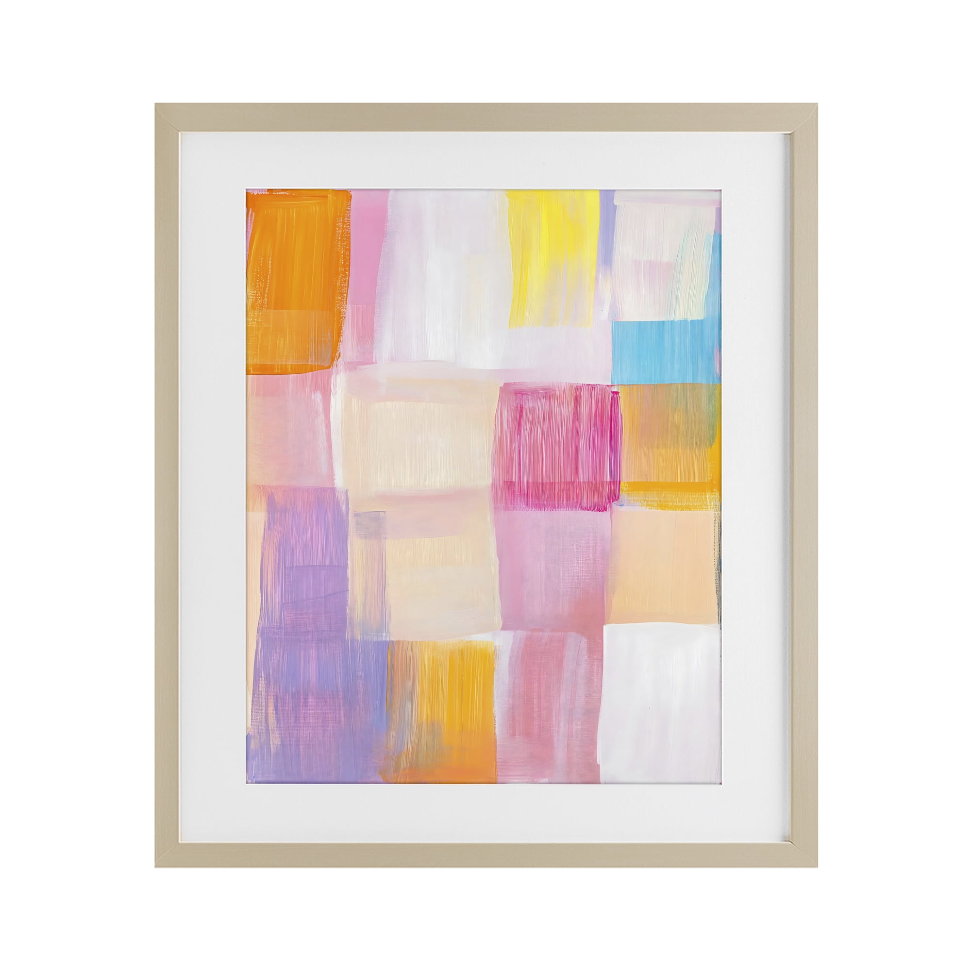 Stupell Industries Abstract Grid Brushstrokes Birch Framed Print Under Glass, design by The Prints Vibe