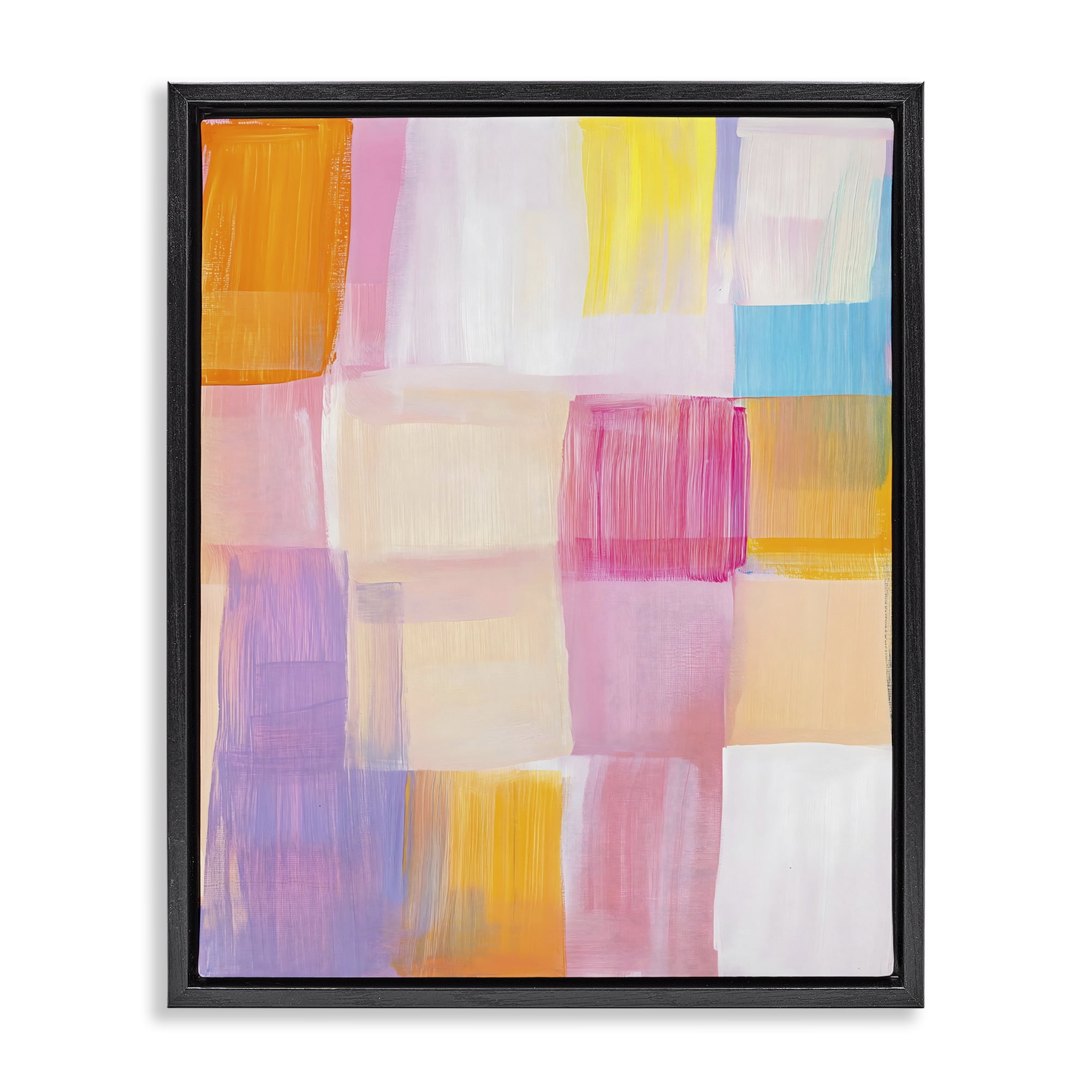 Stupell Industries Abstract Grid Brushstrokes Black Framed Floater Canvas Wall Art, design by The Prints Vibe