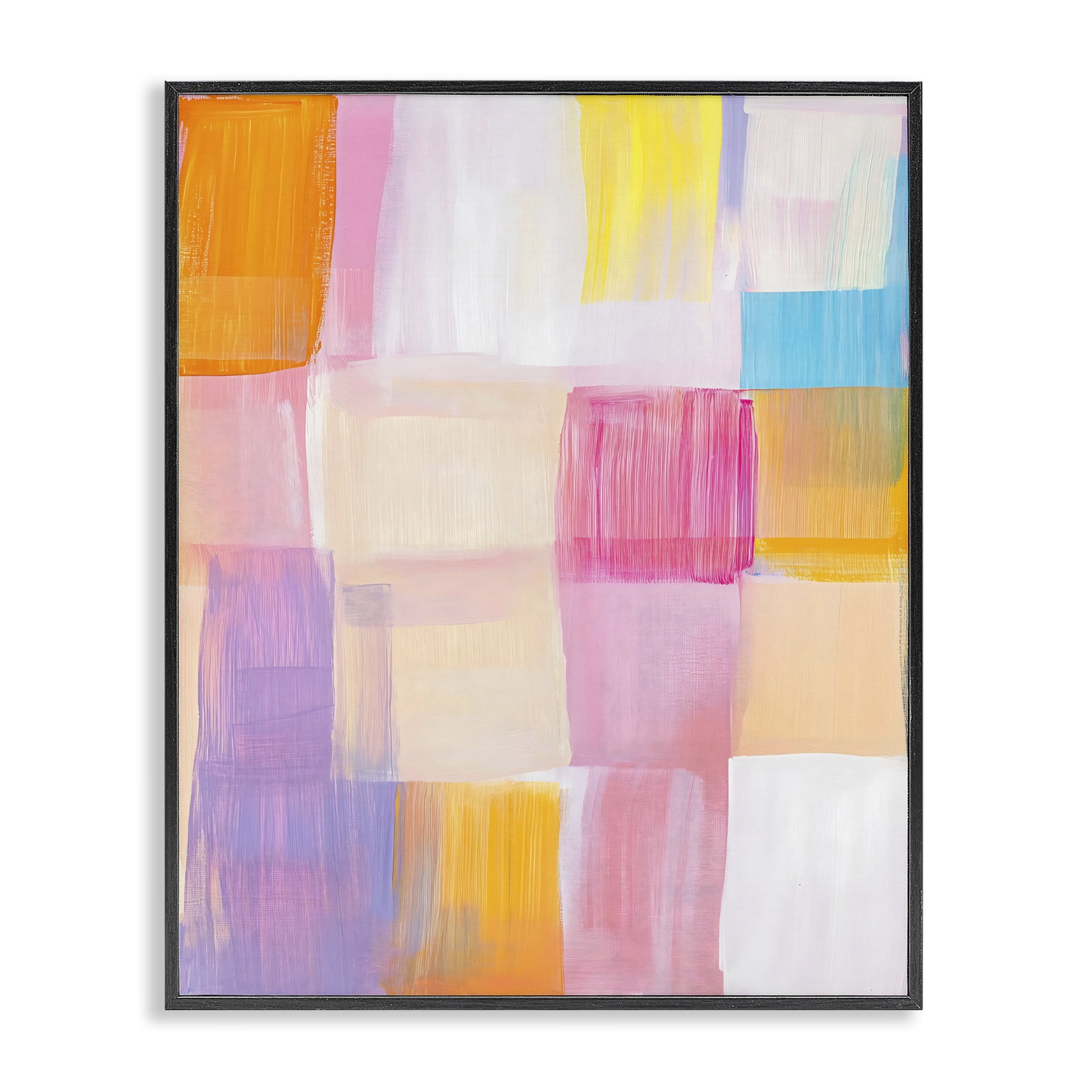 Stupell Industries Abstract Grid Brushstrokes Black Framed Giclee Art, design by The Prints Vibe