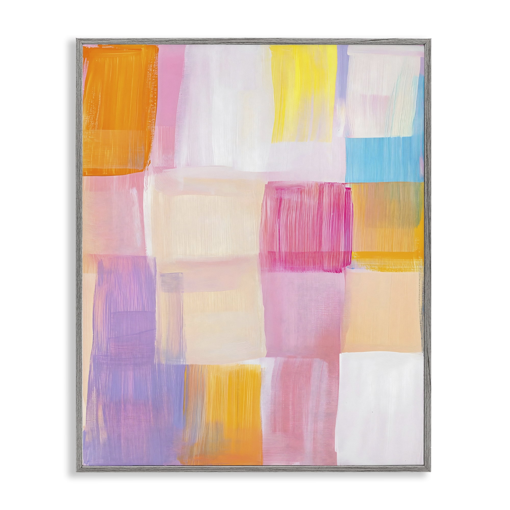 Stupell Industries Abstract Grid Brushstrokes Gray Framed Giclee Art, design by The Prints Vibe