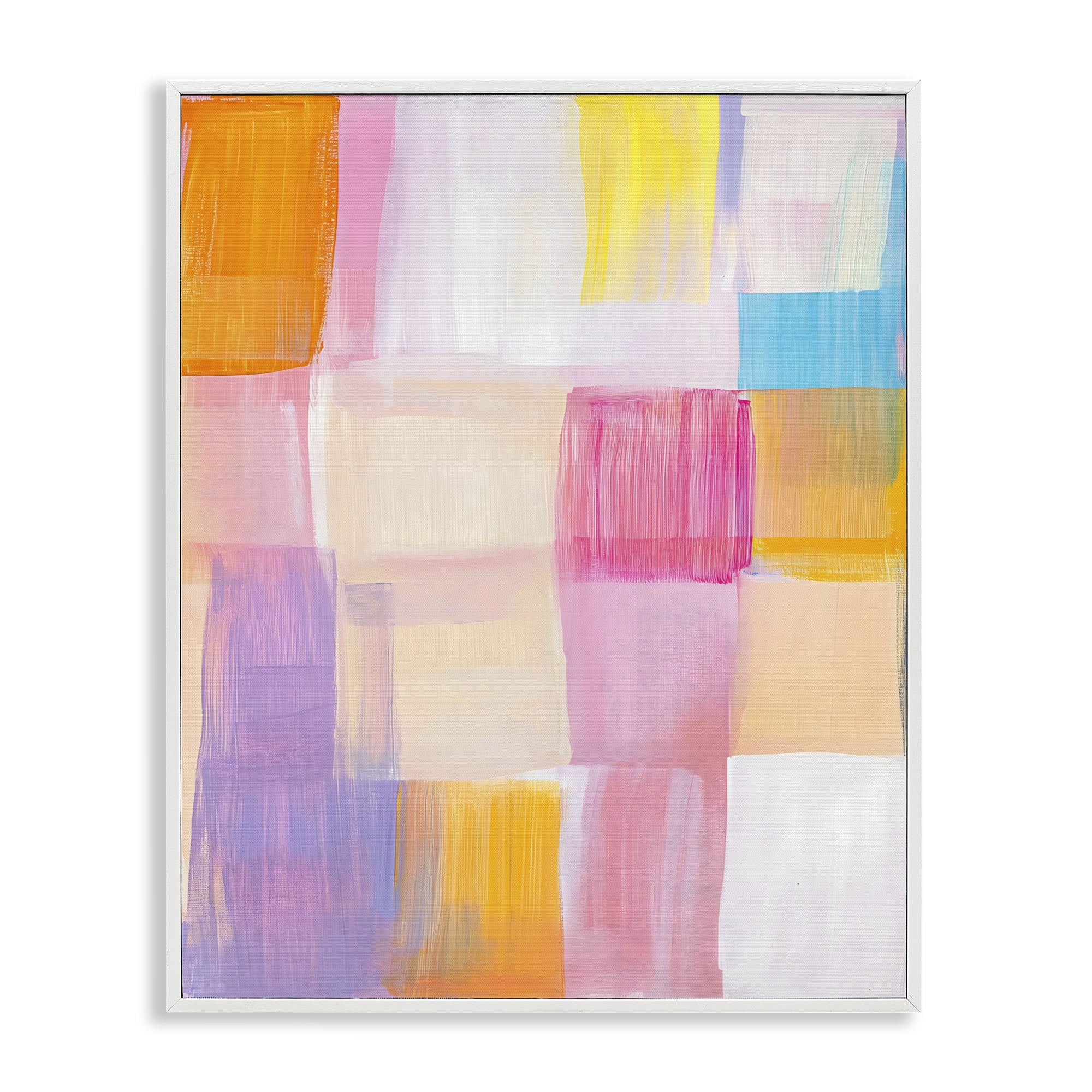 Stupell Industries Abstract Grid Brushstrokes White Framed Giclee Art, design by The Prints Vibe
