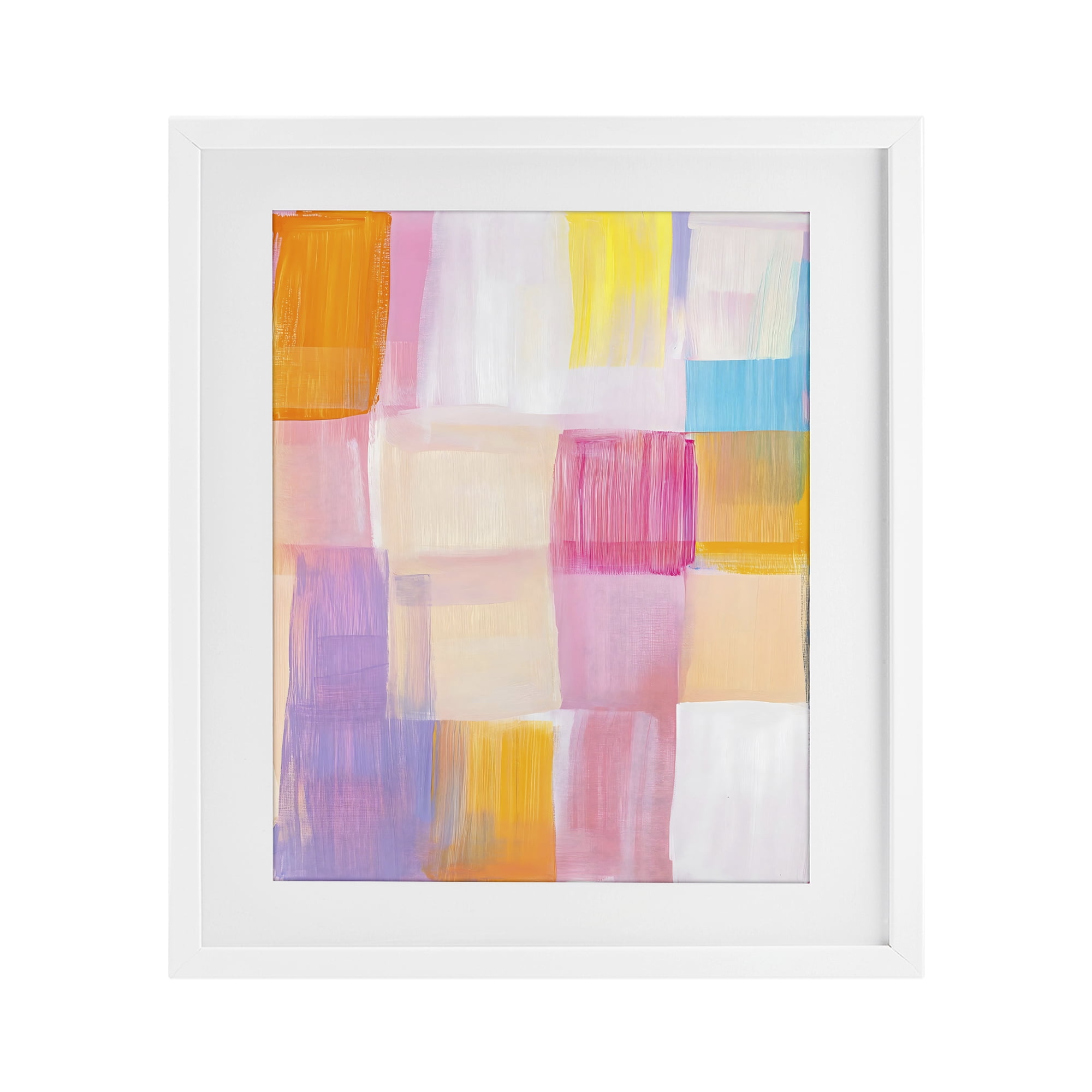 Stupell Industries Abstract Grid Brushstrokes White Framed Print Under Glass, design by The Prints Vibe