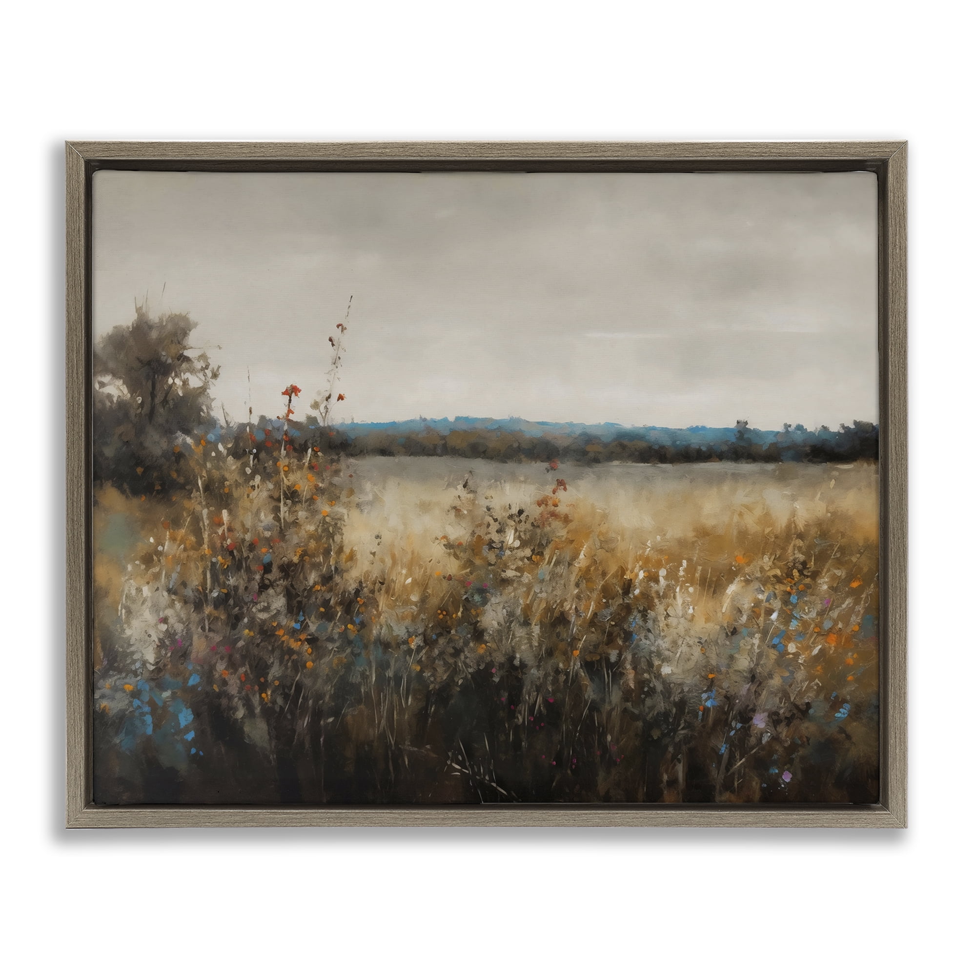 Stupell Industries Abstract Grunge Meadow Brown Framed Floater Canvas Wall Art, design by Creative Studio