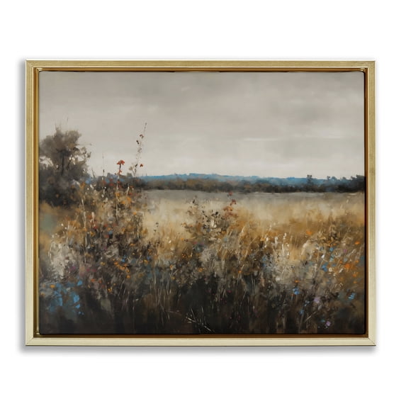 Stupell Industries Traditional Abstract Grunge Meadow Gold Floating Frame Canvas Art, 31 x 25, by Creative Studio